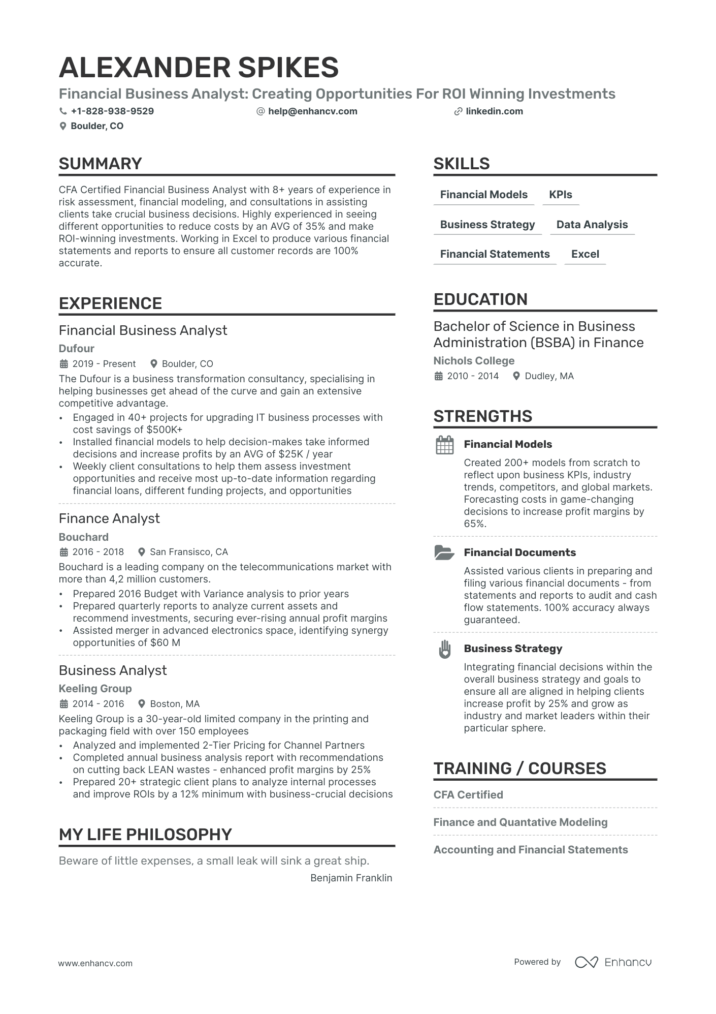 ba english resume format