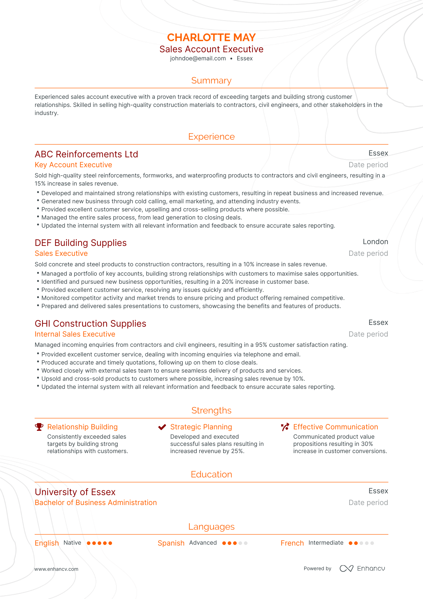 Traditional Sales Account Executive Resume Template