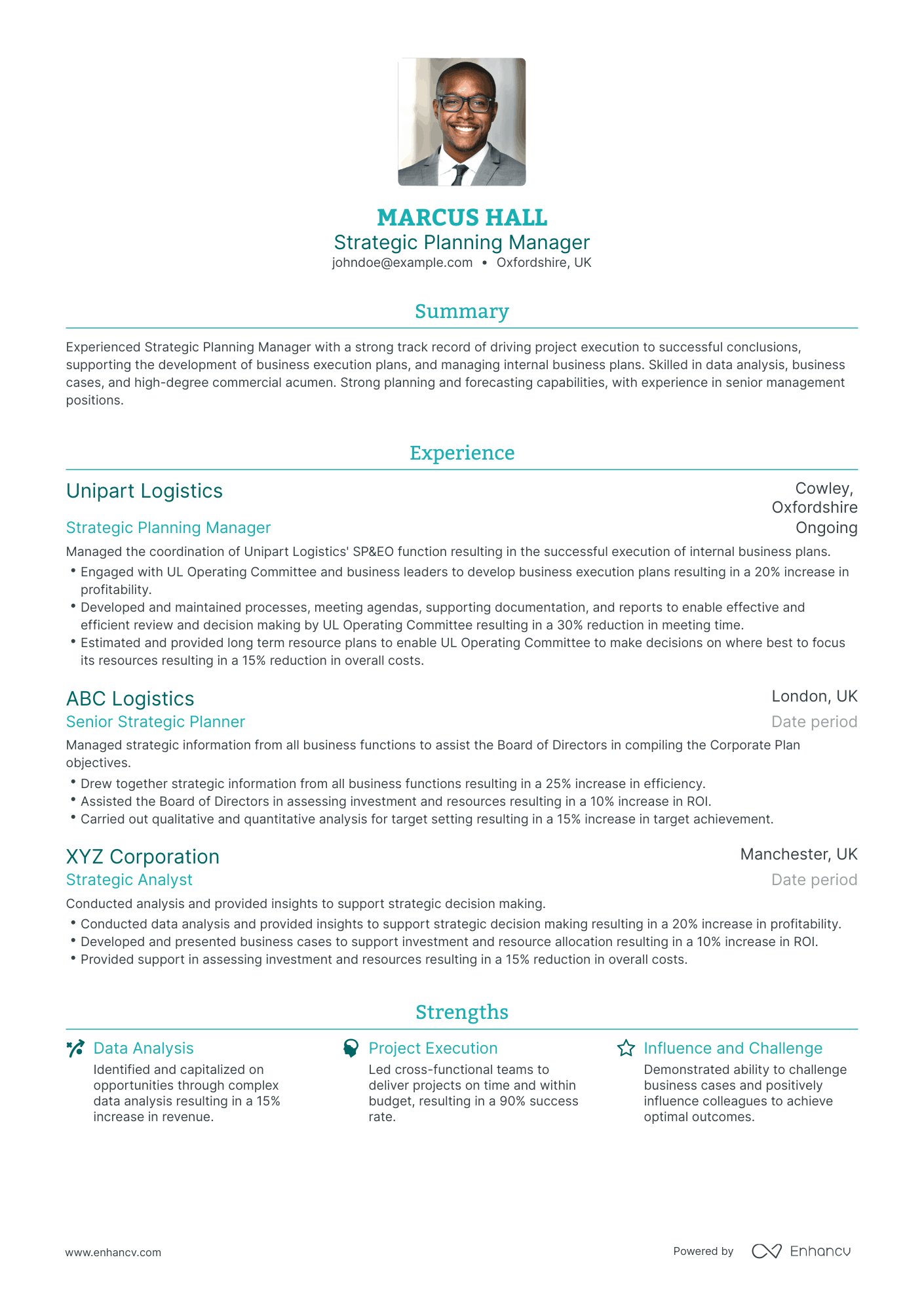Traditional Strategic Planning Manager Resume Template