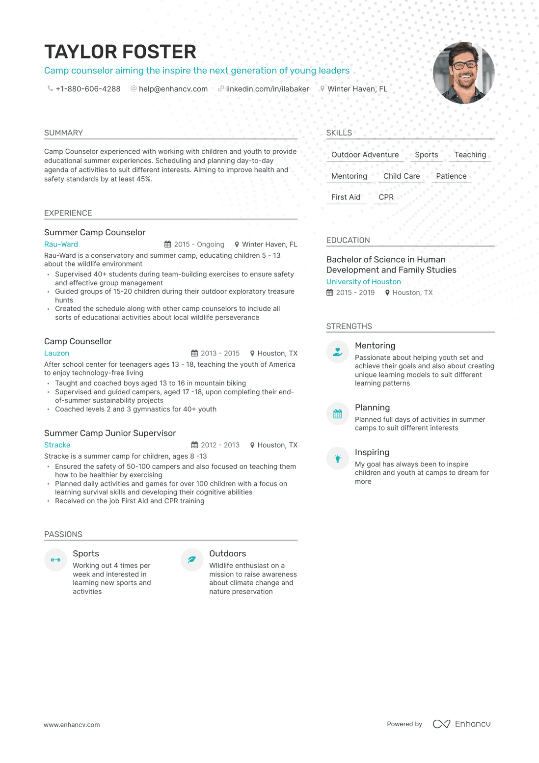 Modern Camp Counselor Resume Template