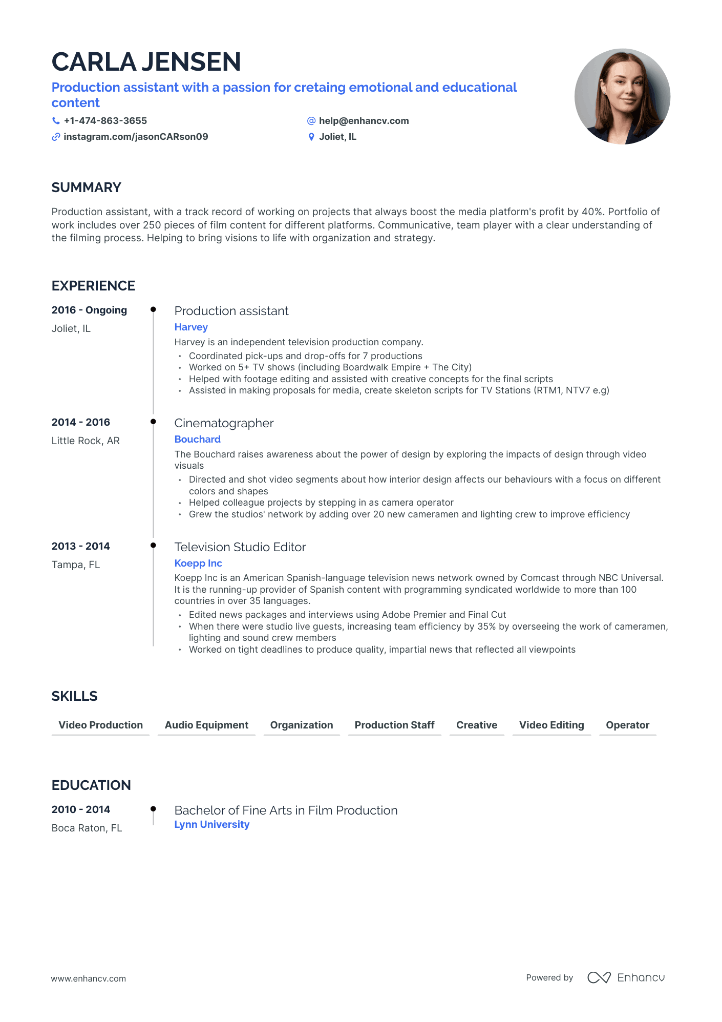 Timeline Production Assistant Resume Template