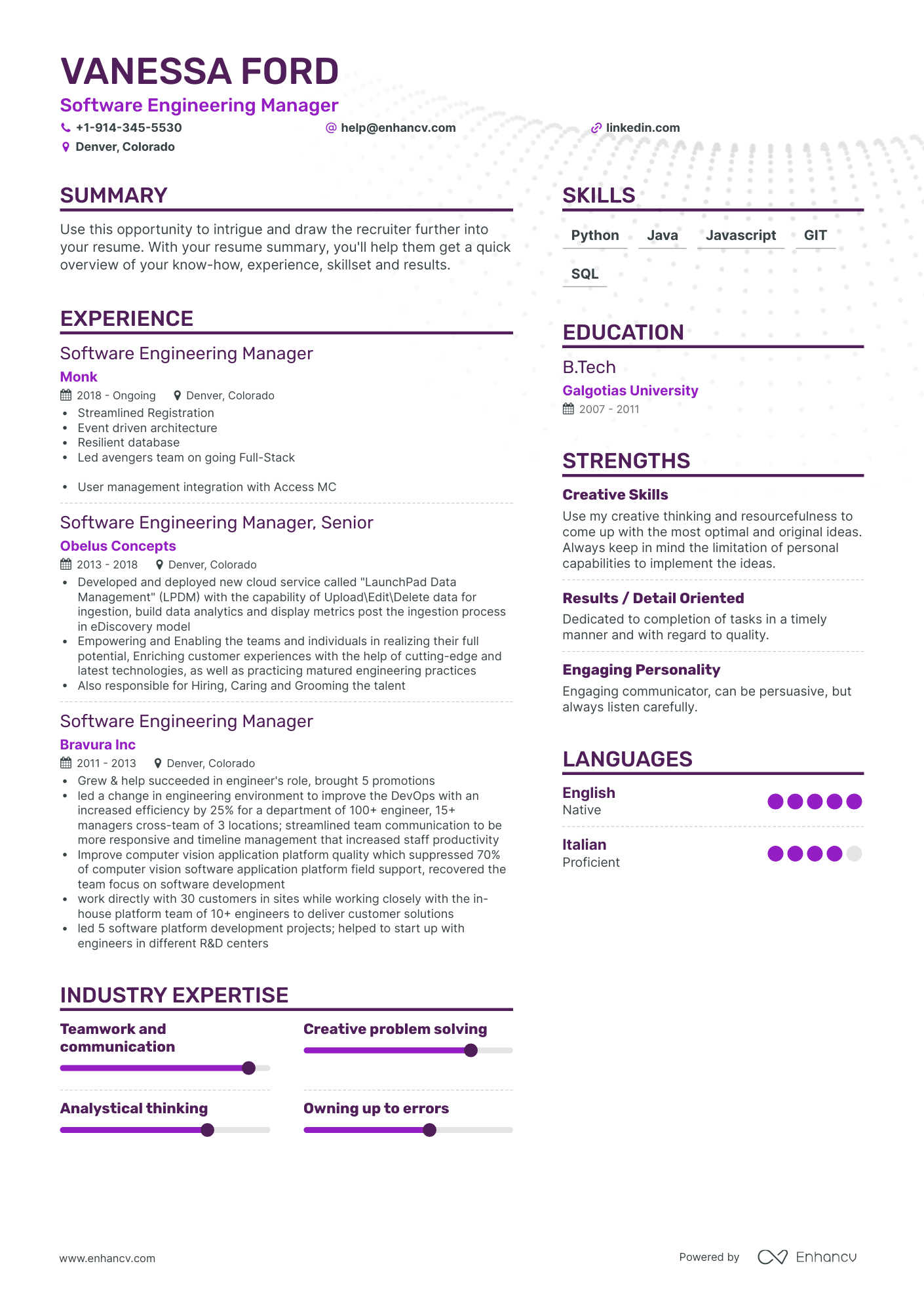 Software Engineering Manager Resume Examples & Guide for 2023 (Layout ...