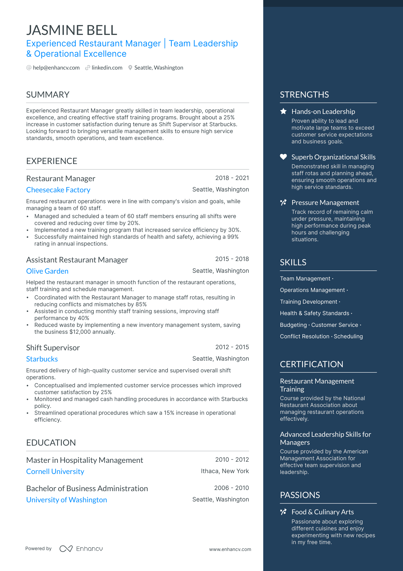 applying for assistant manager position resume