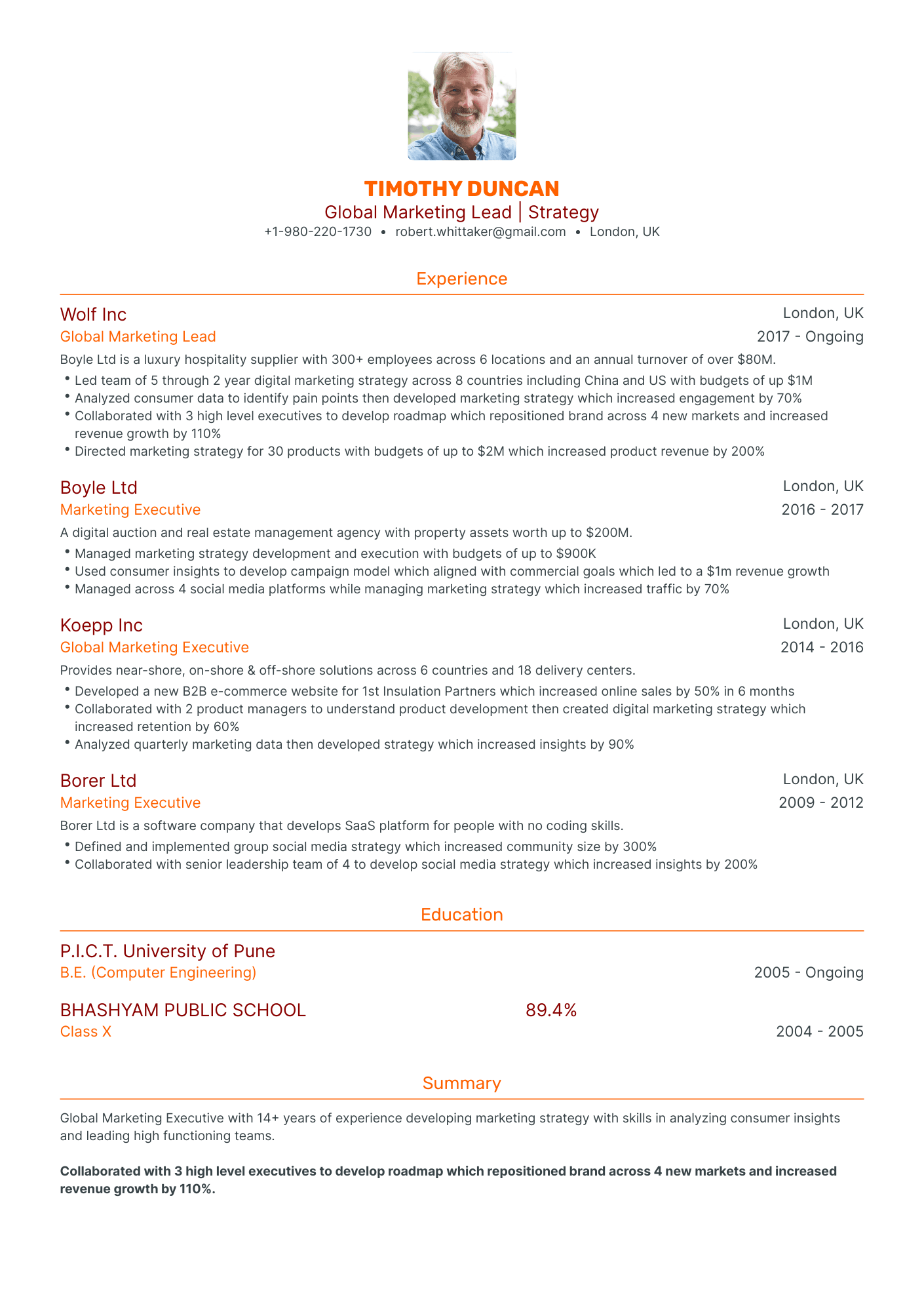 Traditional Marketing Executive Resume Template