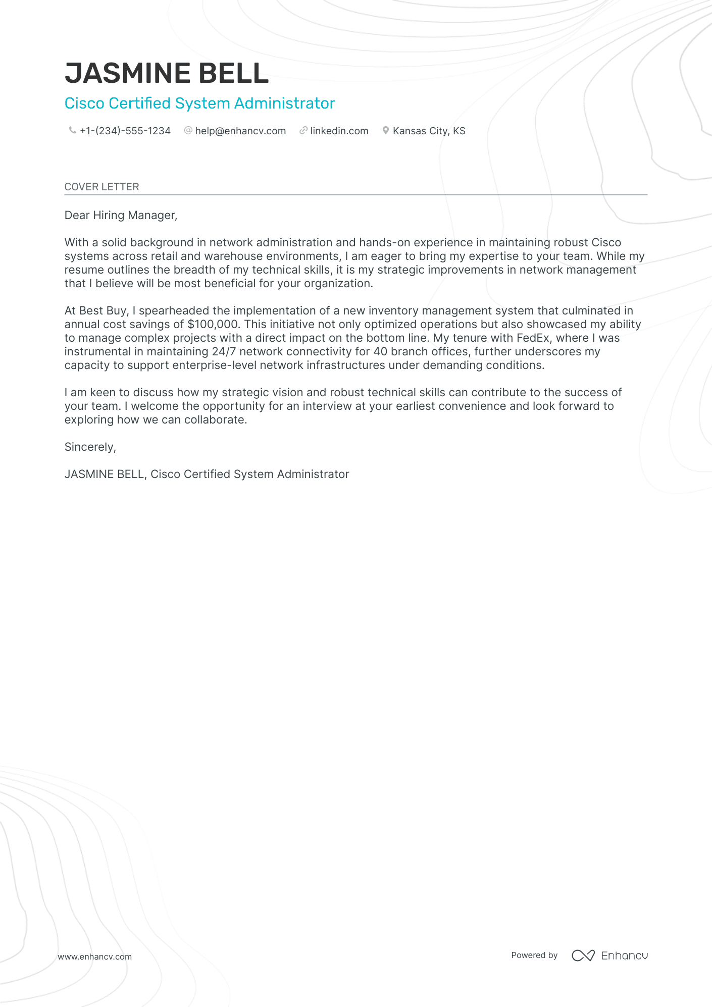 cover letter for it support role