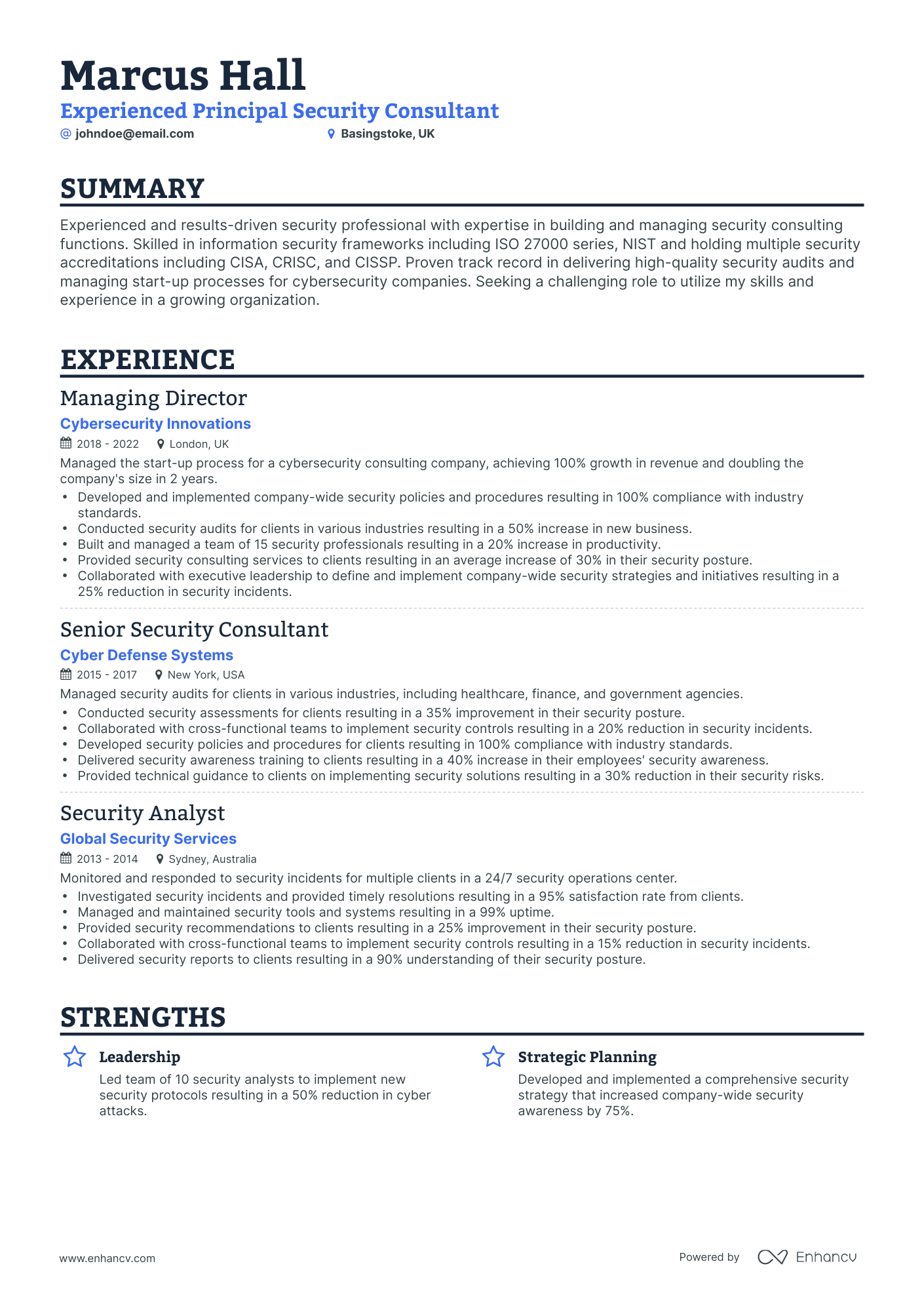 Classic Security Director Resume Template