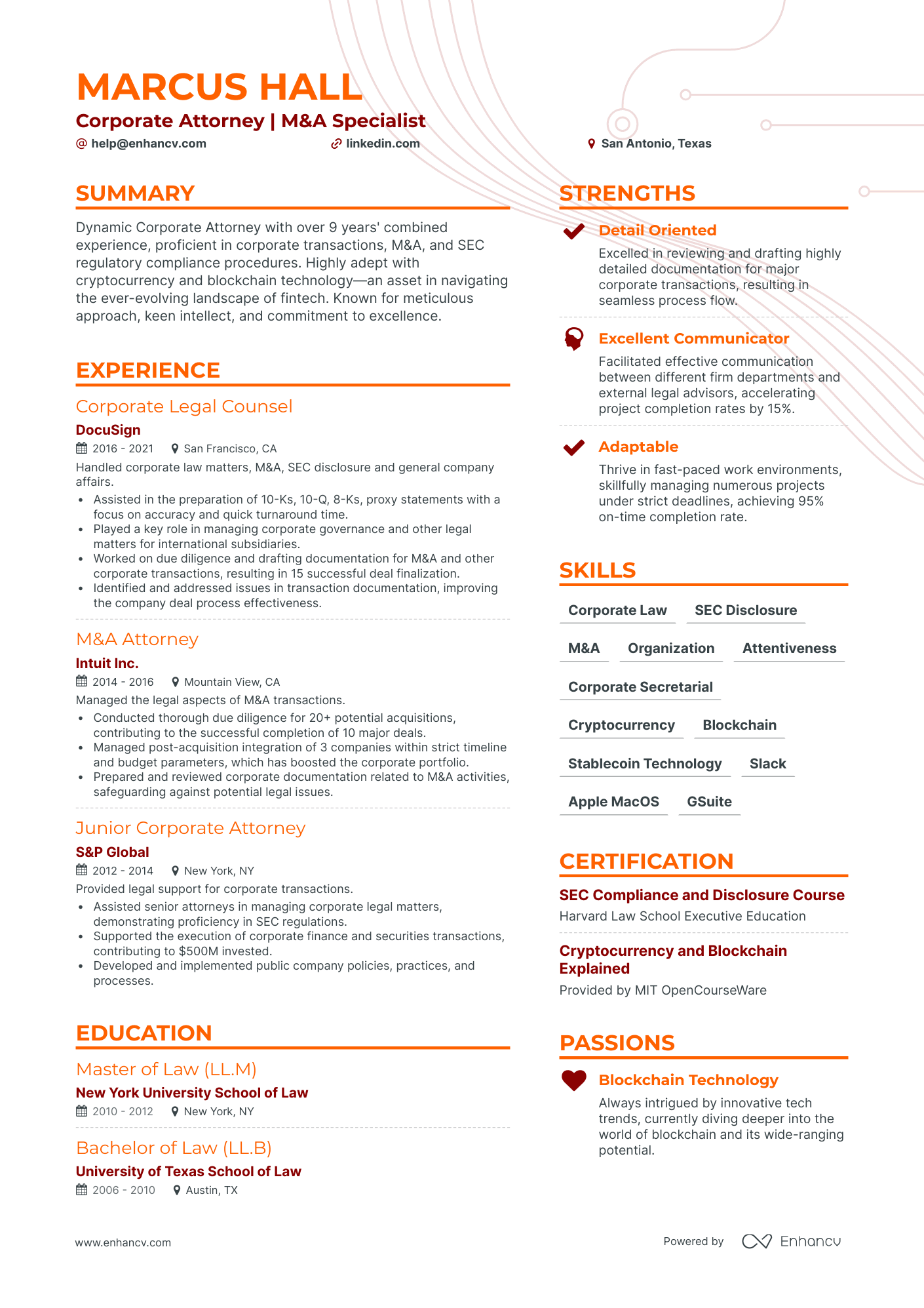 undefined Corporate Counsel Resume Template