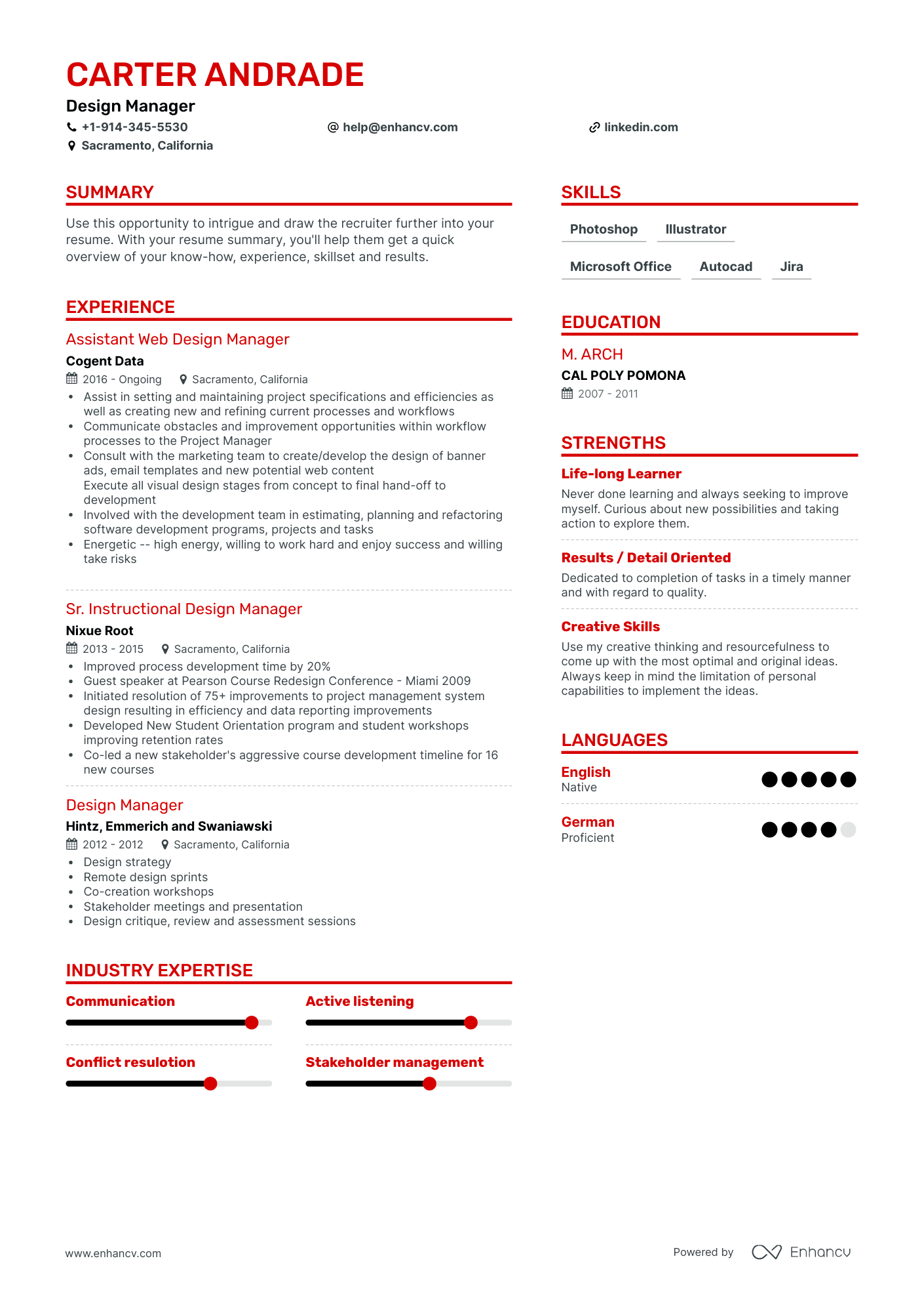 Design Manager Resume Examples & Guide for 2023 (Layout, Skills ...