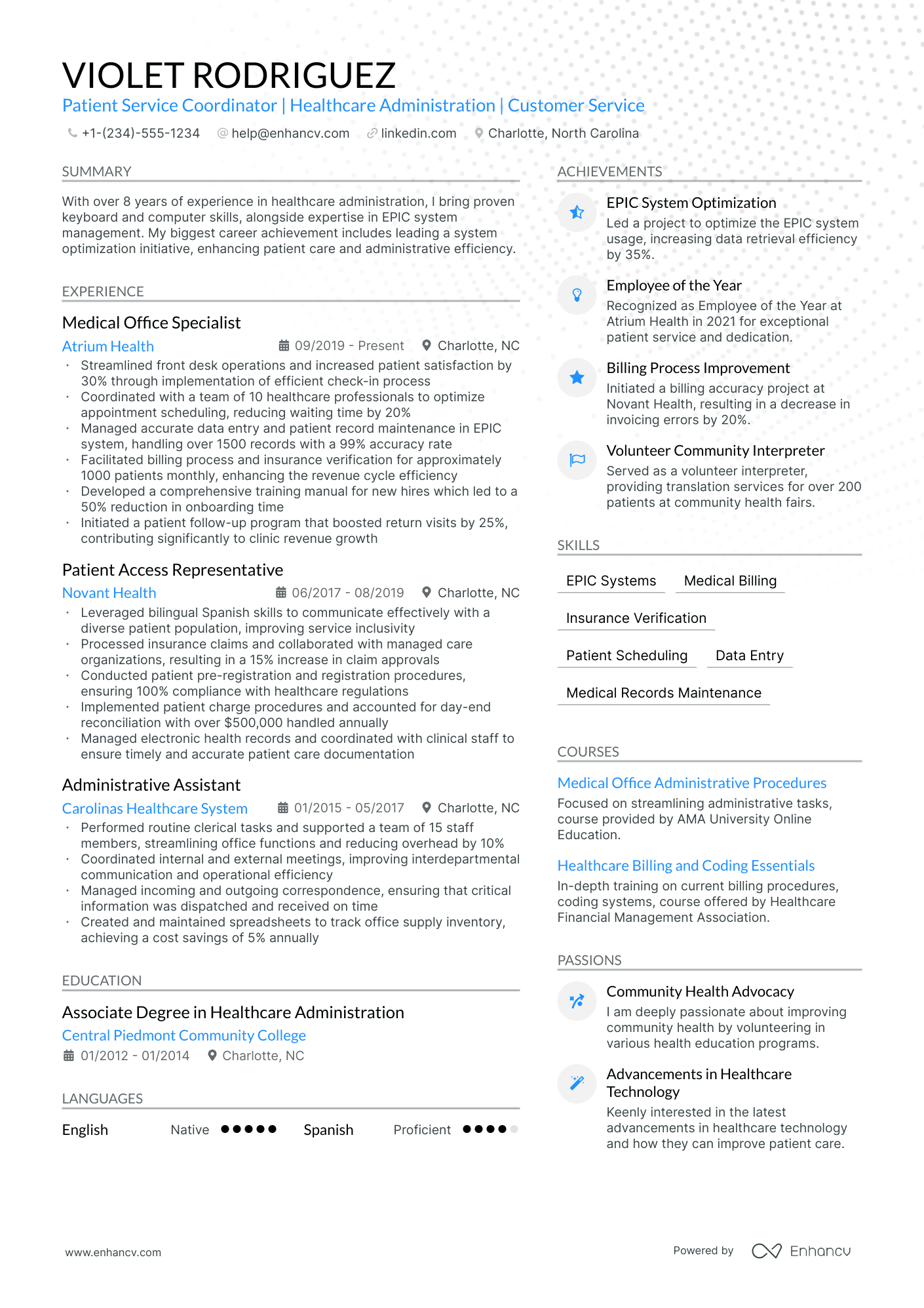 customer service in healthcare resume examples