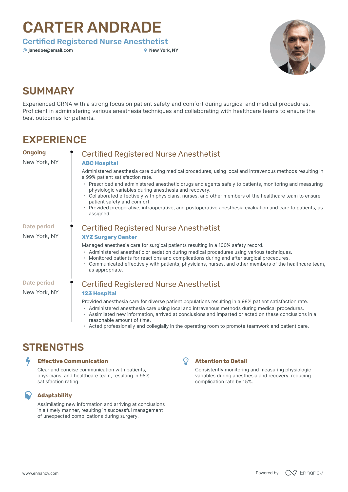 5 Nurse Anesthetist Resume Examples & Guide for 2023