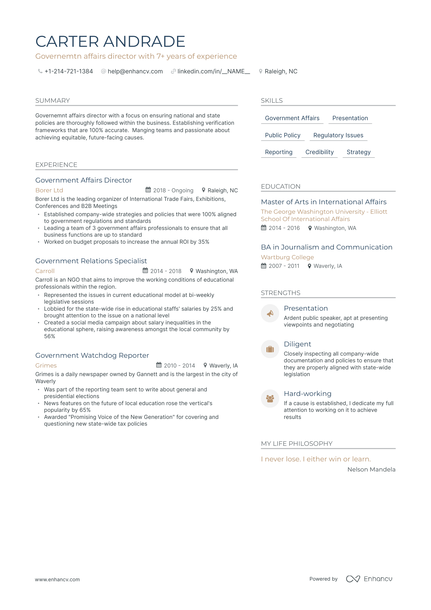 Modern Government Resume Template