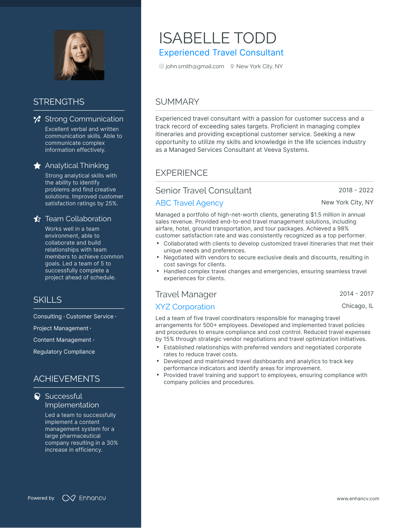 Polished Travel Consultant Resume Template