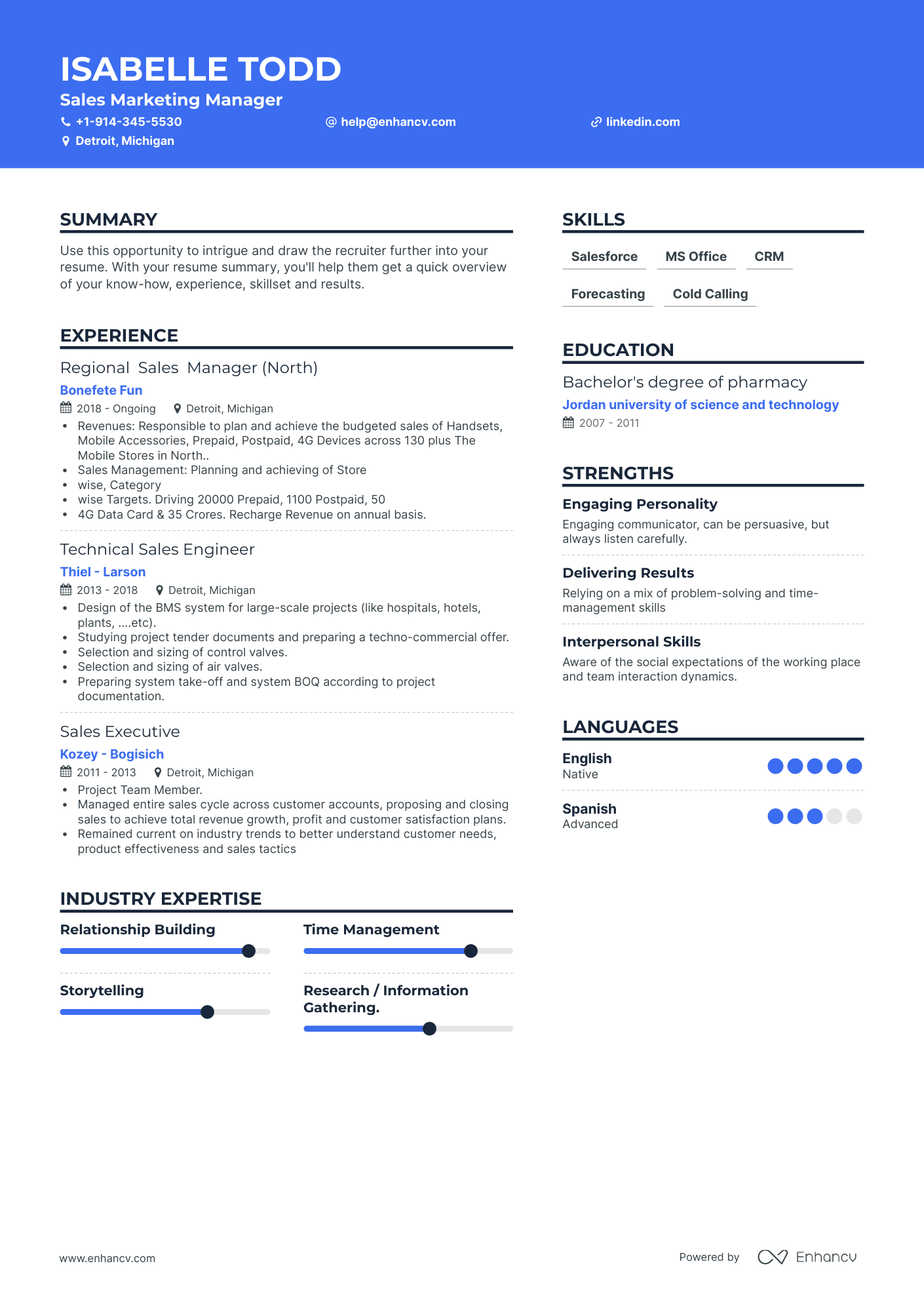 Sales Marketing Manager Resume Examples & Guide for 2023 (Layout ...