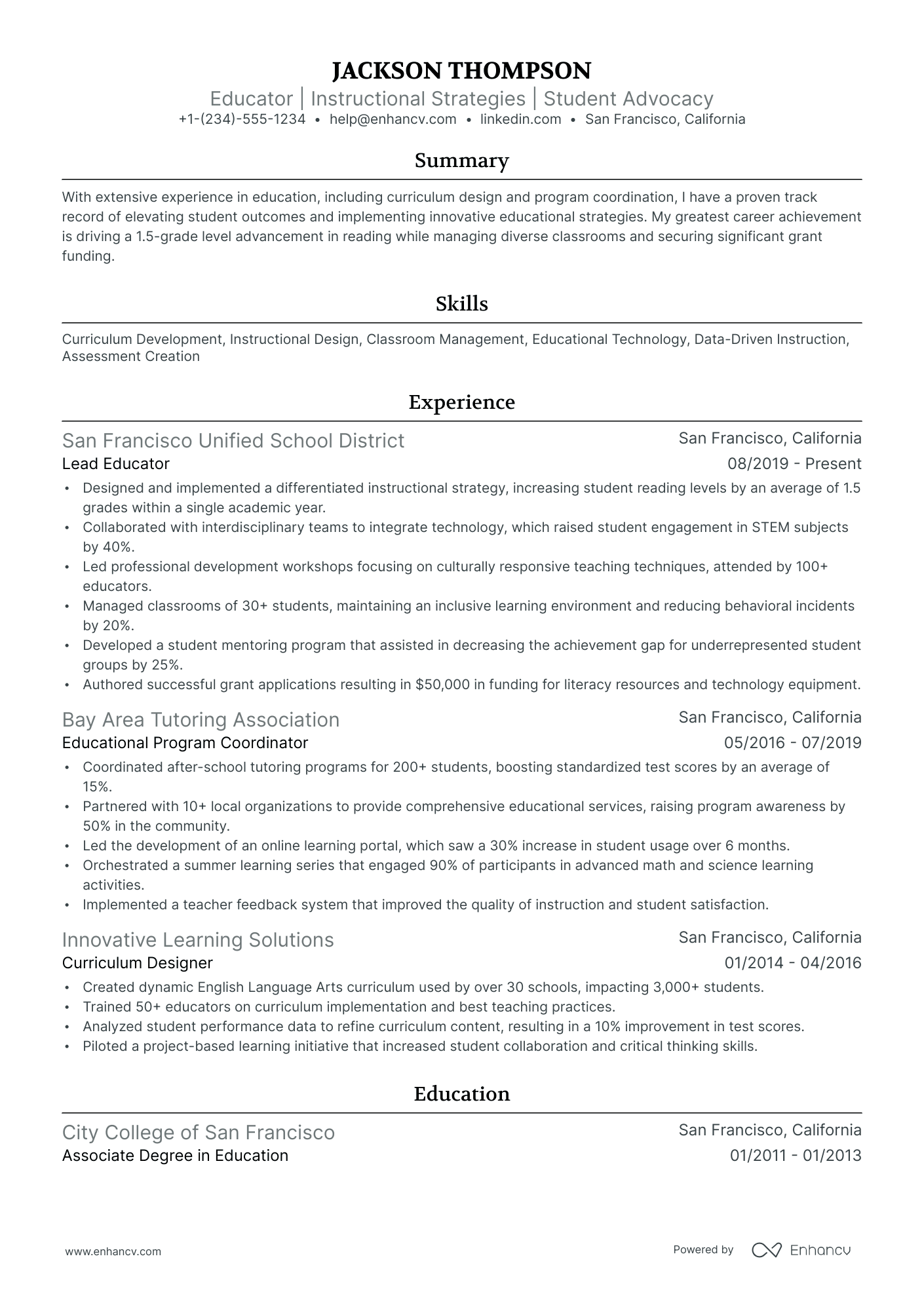 A resume example of a Ivy League