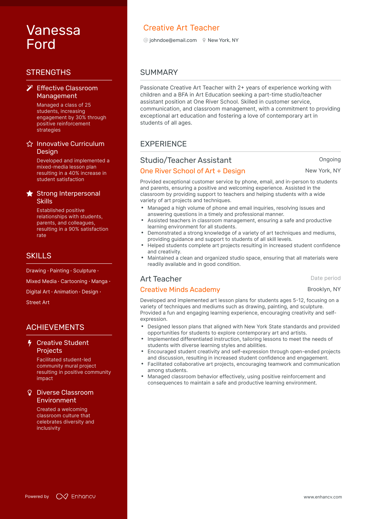 best resume for teacher post