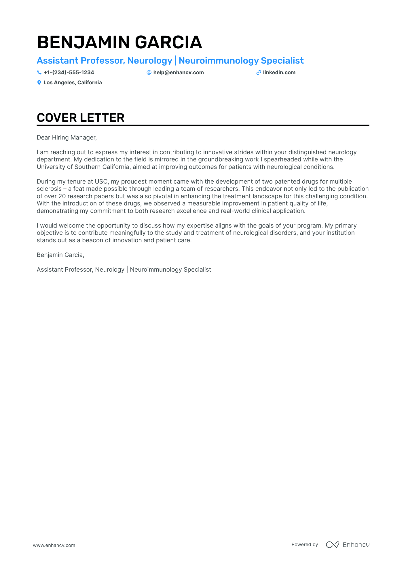 cover letter for college professor with no experience