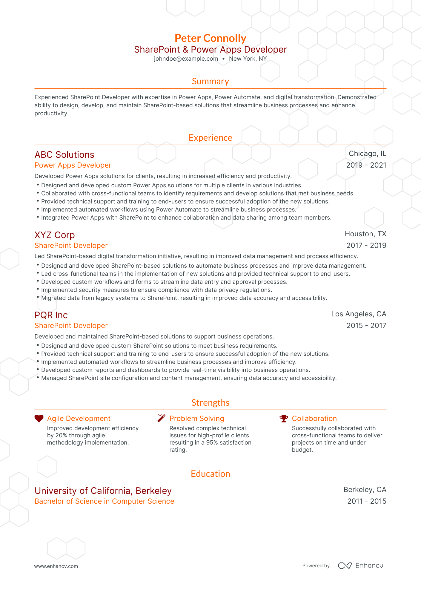 Traditional Sharepoint Developer Resume Template