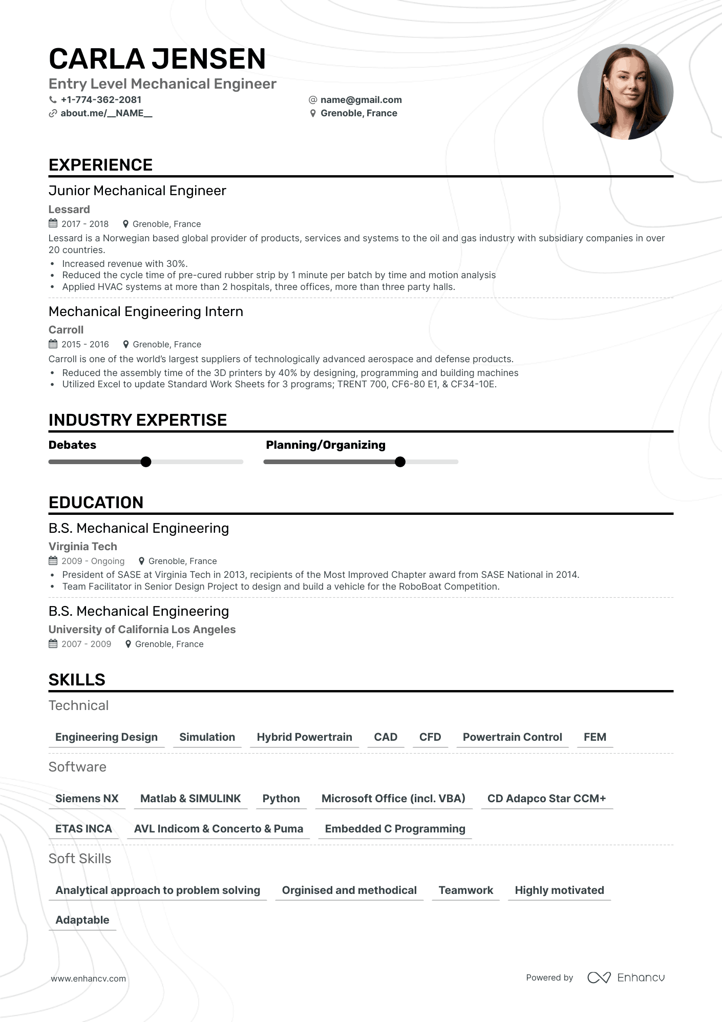 Classic Entry Level Mechanical Engineer Resume Template