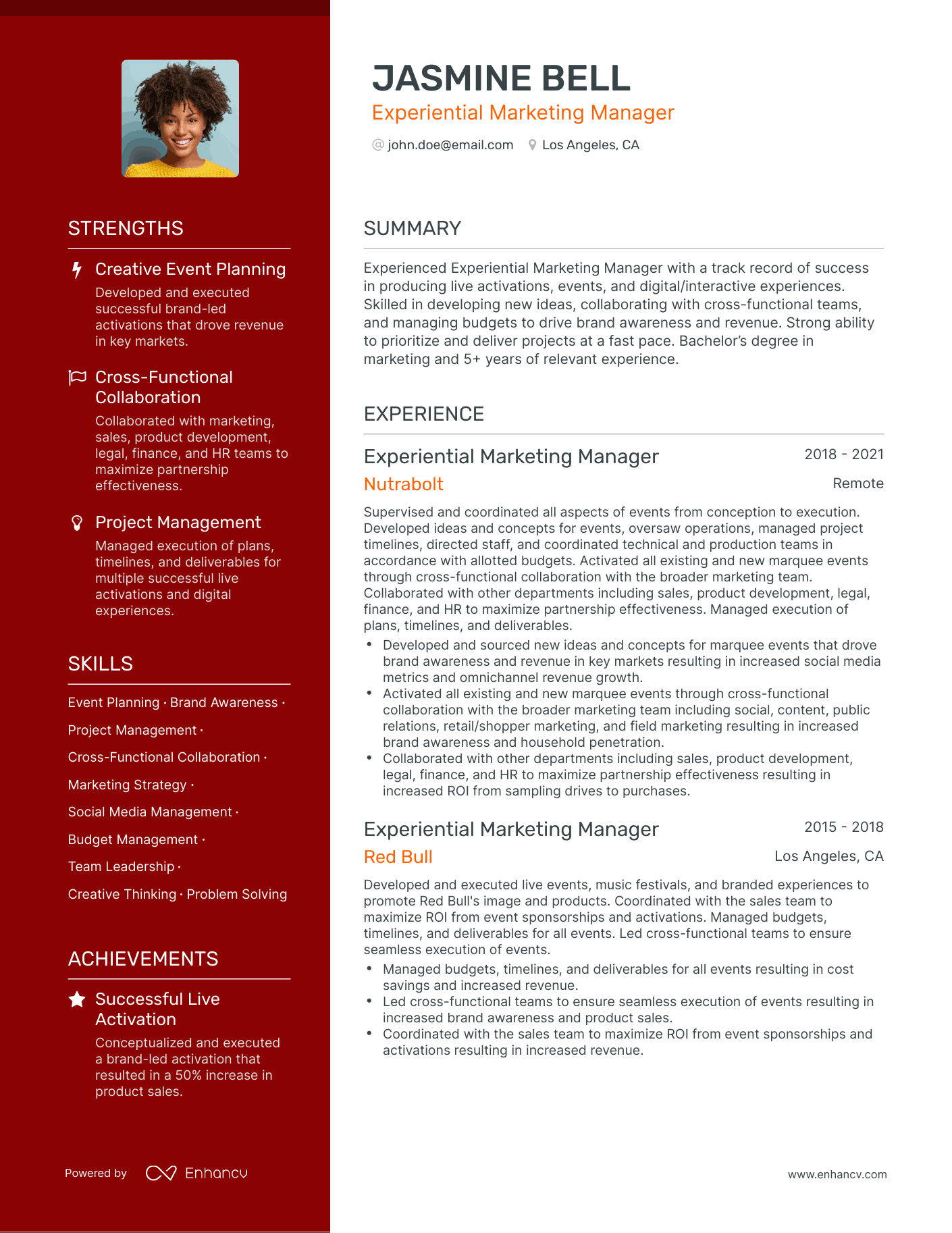 Polished Experiential Marketing Resume Template