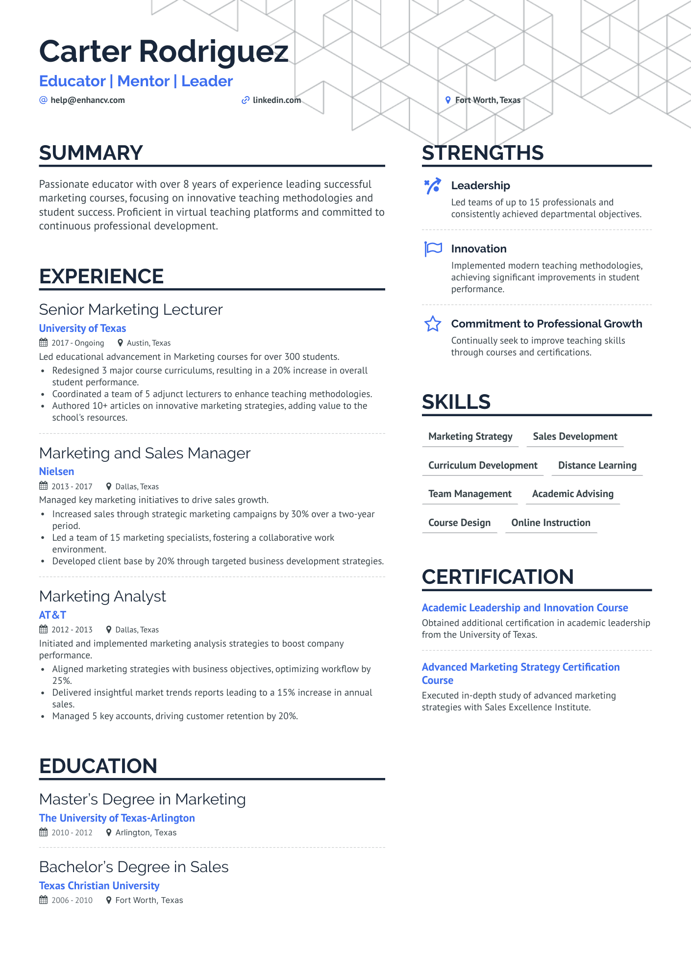 objective for resume of professor