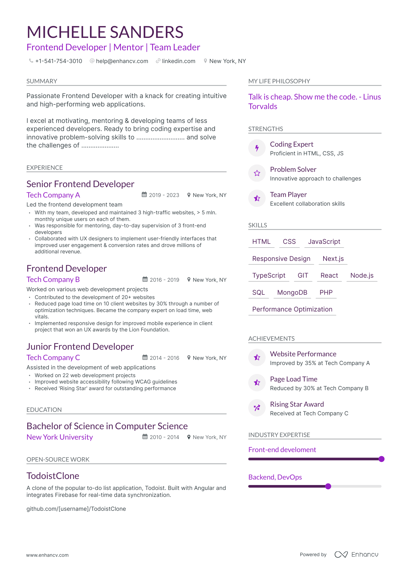 9 Front End Developer Resume Examples & Guide for 2023