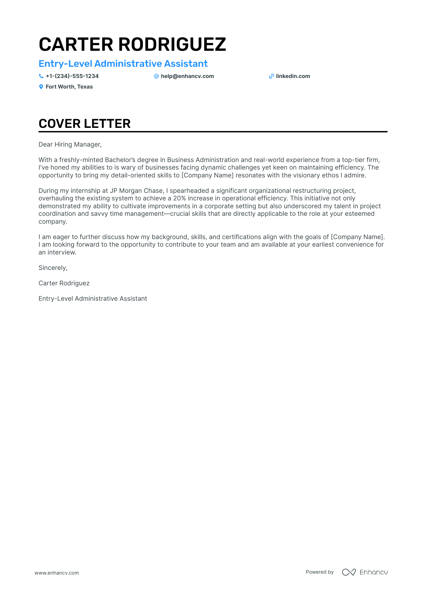 best cover letter samples for administrative assistant
