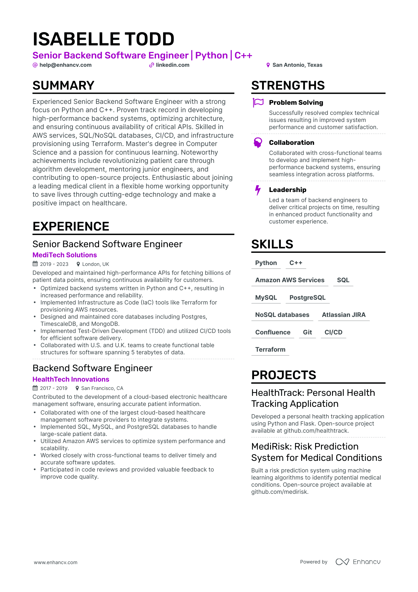 undefined Backend Engineer Resume Template
