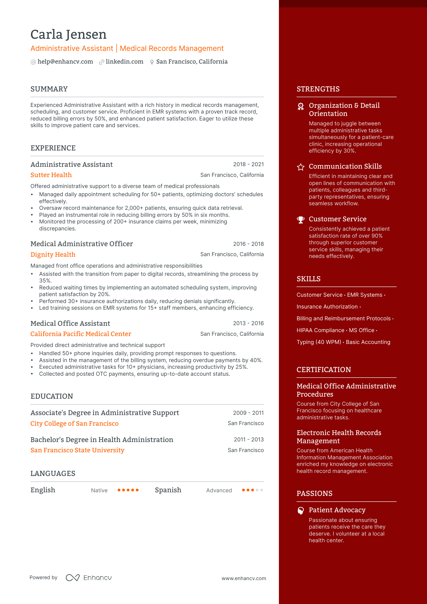resume format for office administrator