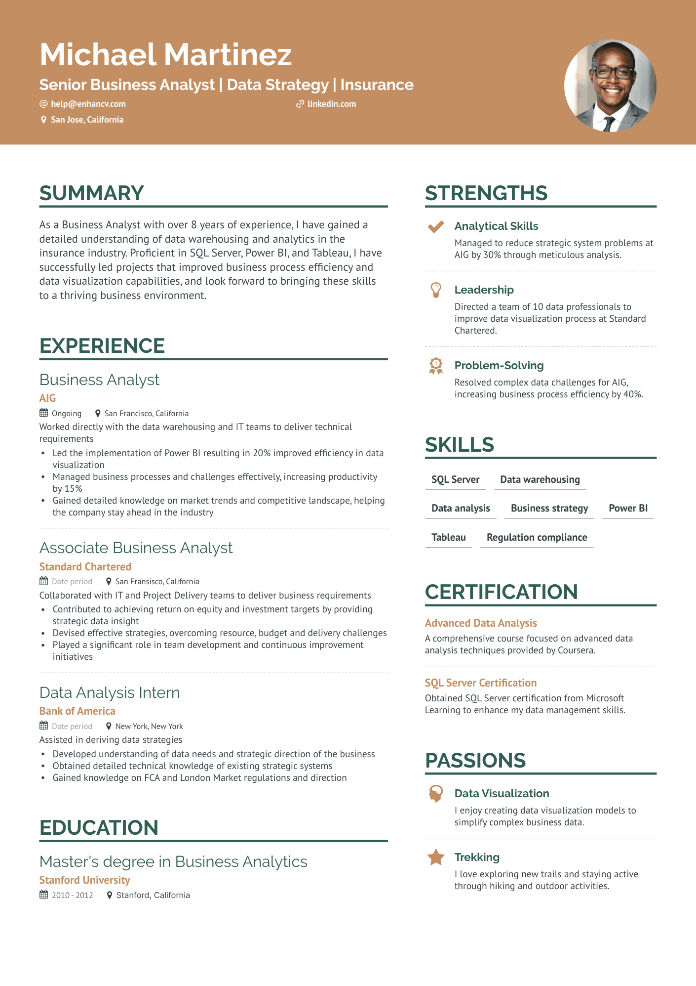 resume samples for data analyst