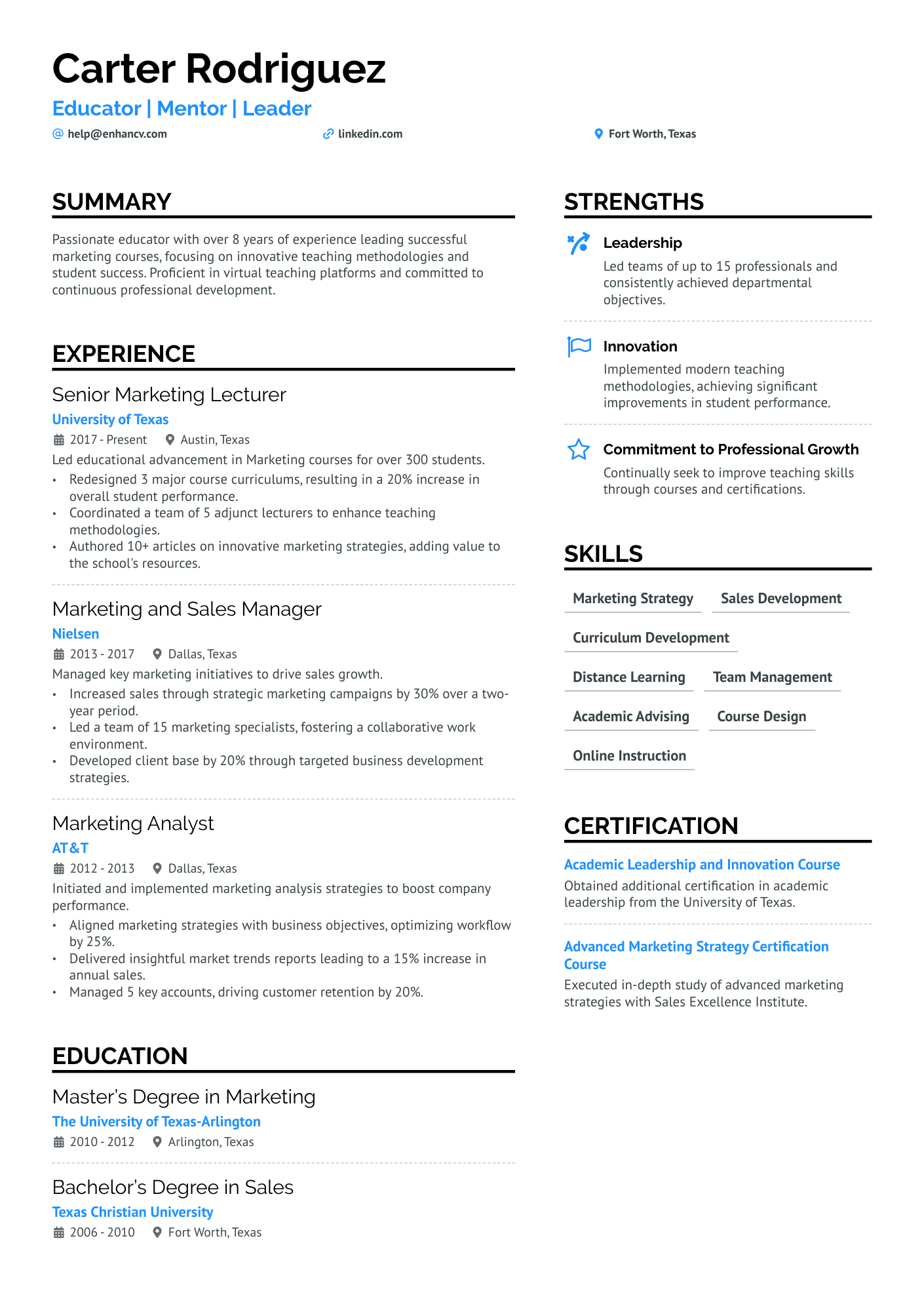 objective on resume for professor