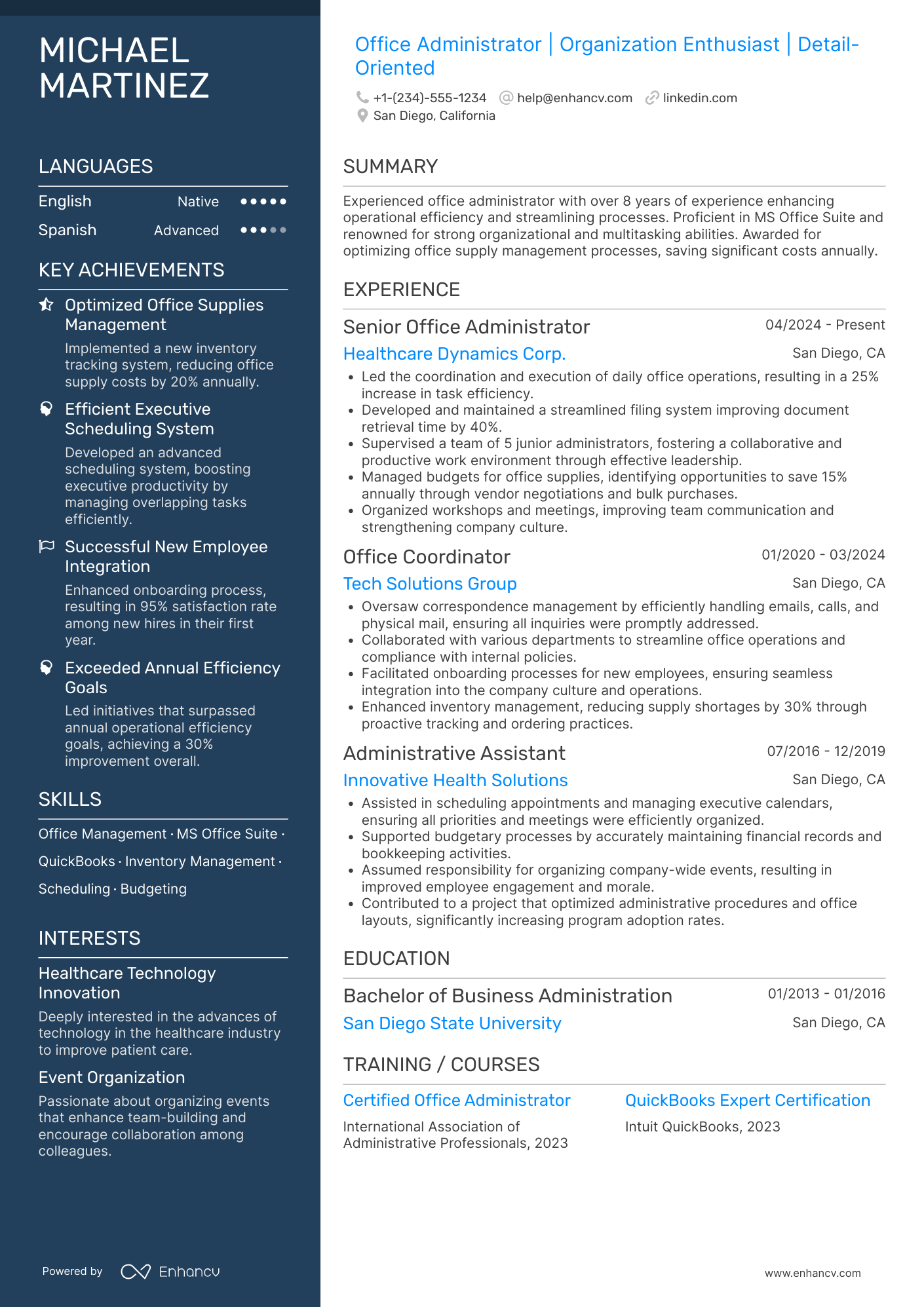 A resume example of a General Office Administrator