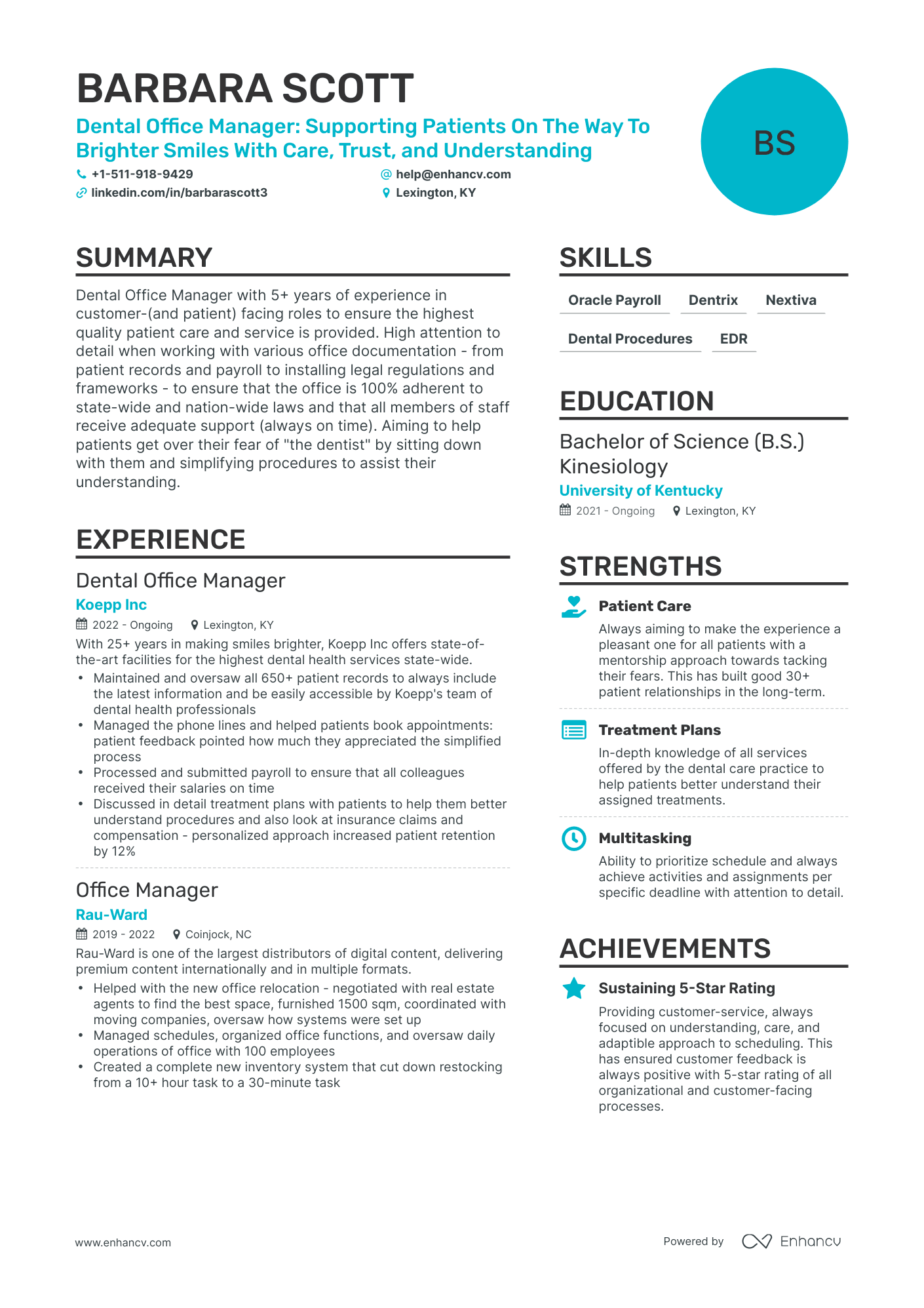 Simple Dental Office Manager Resume Template