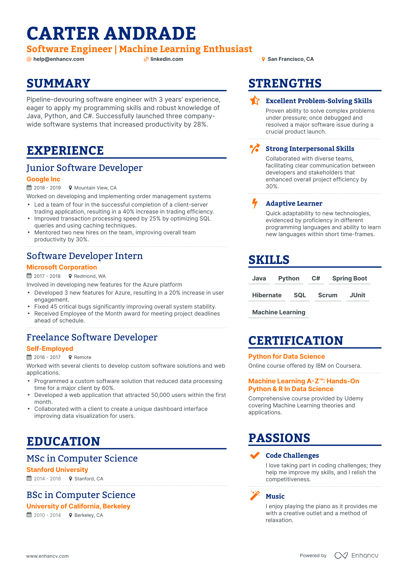 undefined Software Engineer New Grad Resume Template