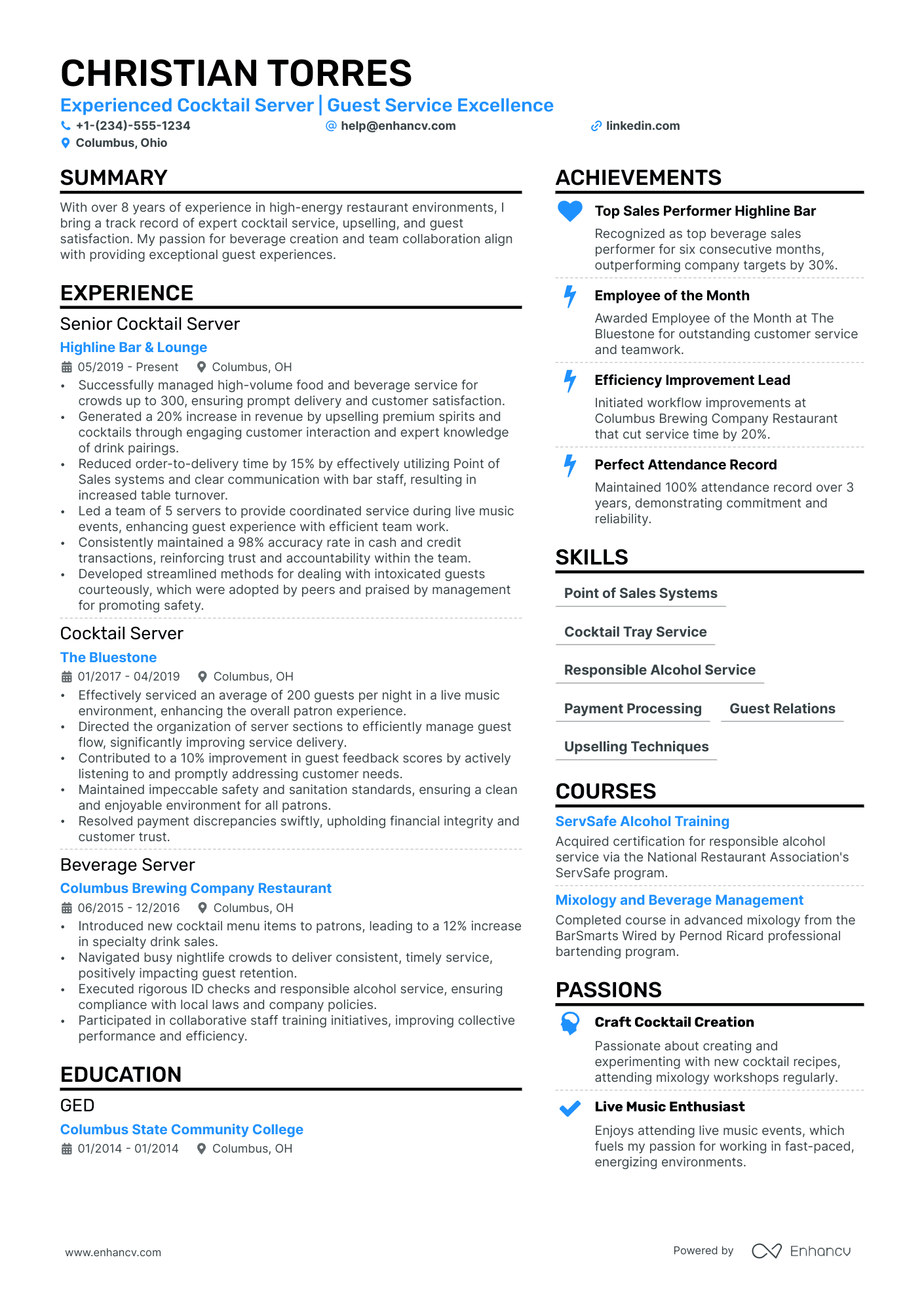 summary for resume server