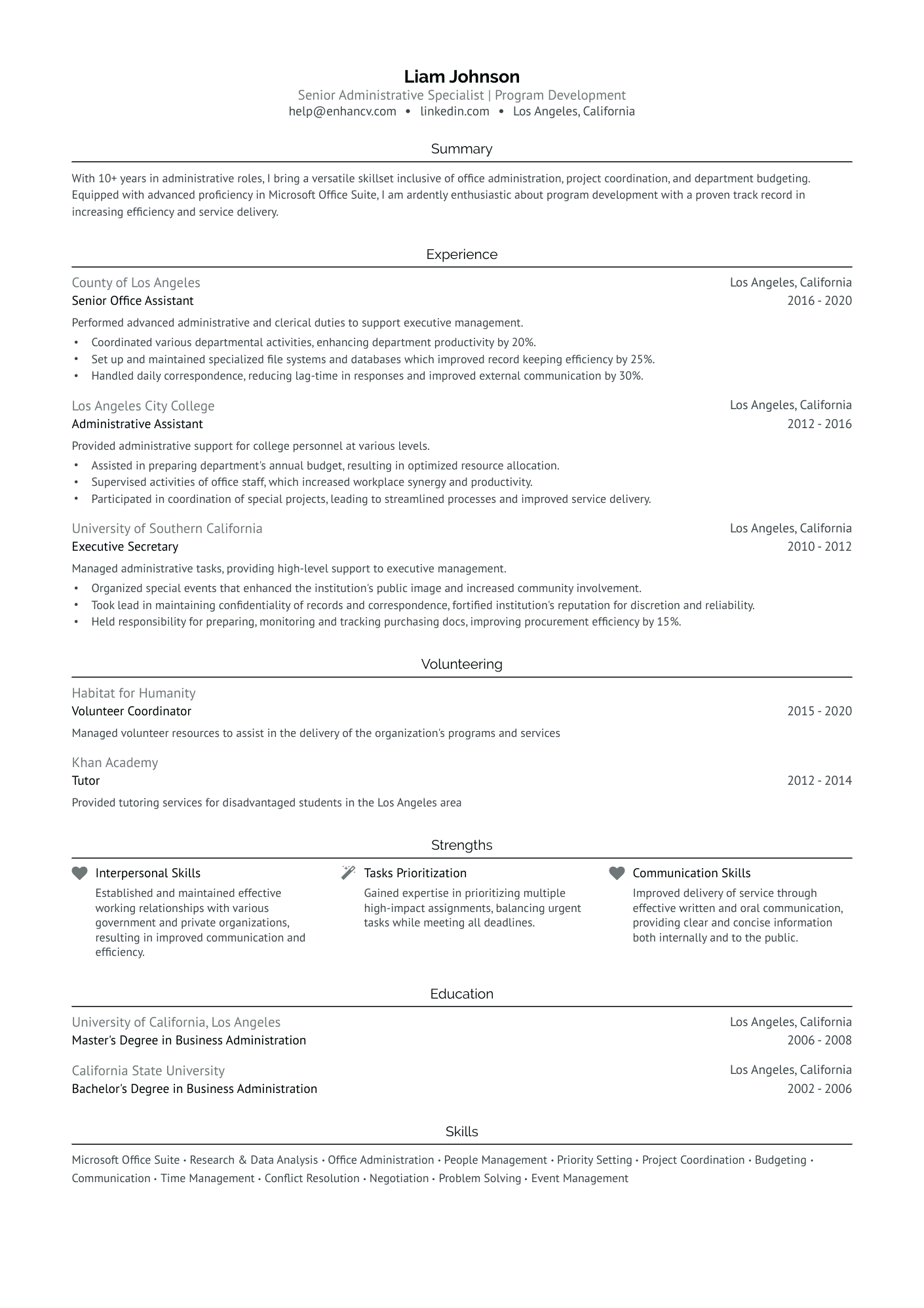 resume sample for administrative assistant