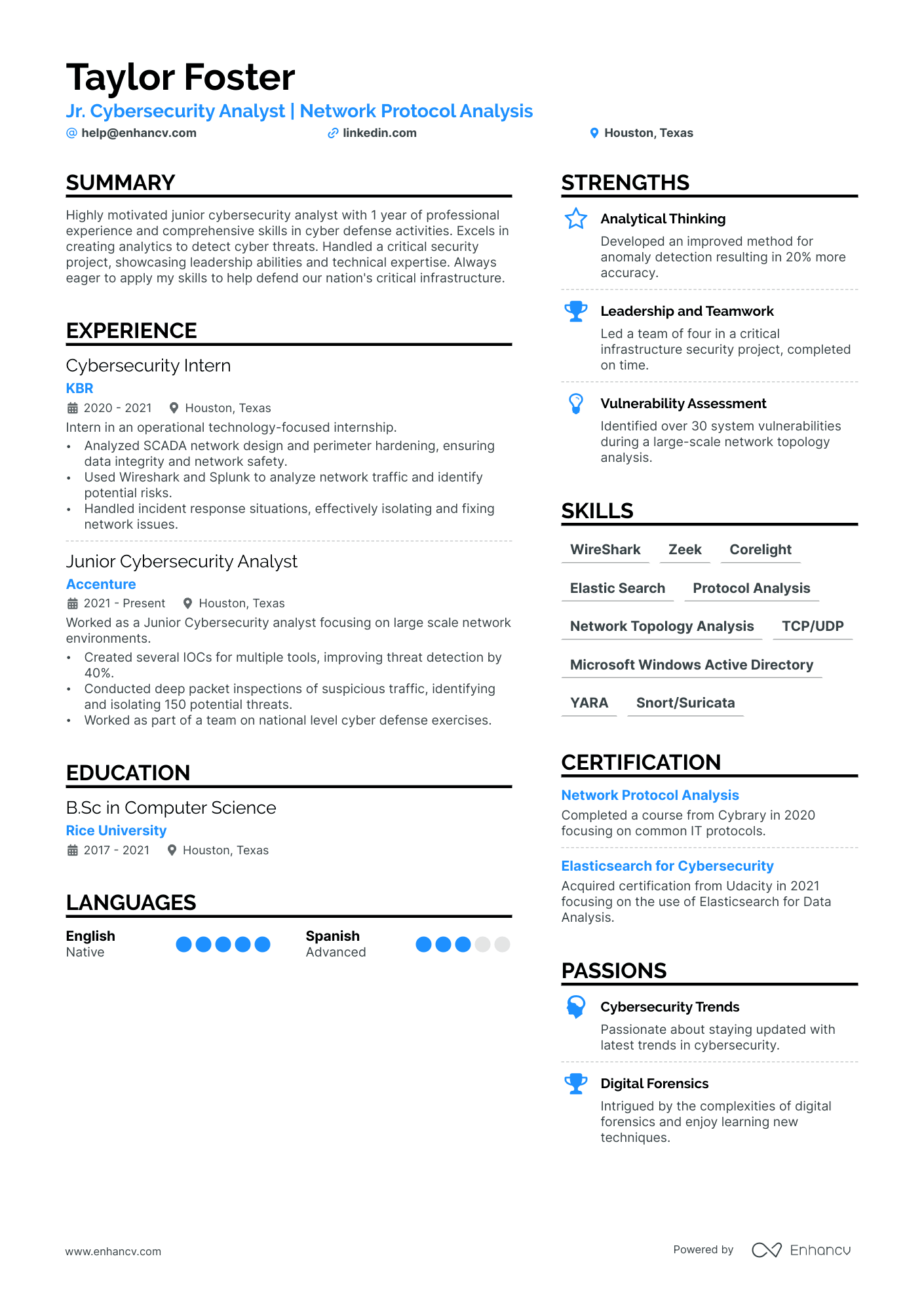 best resume template for cyber security
