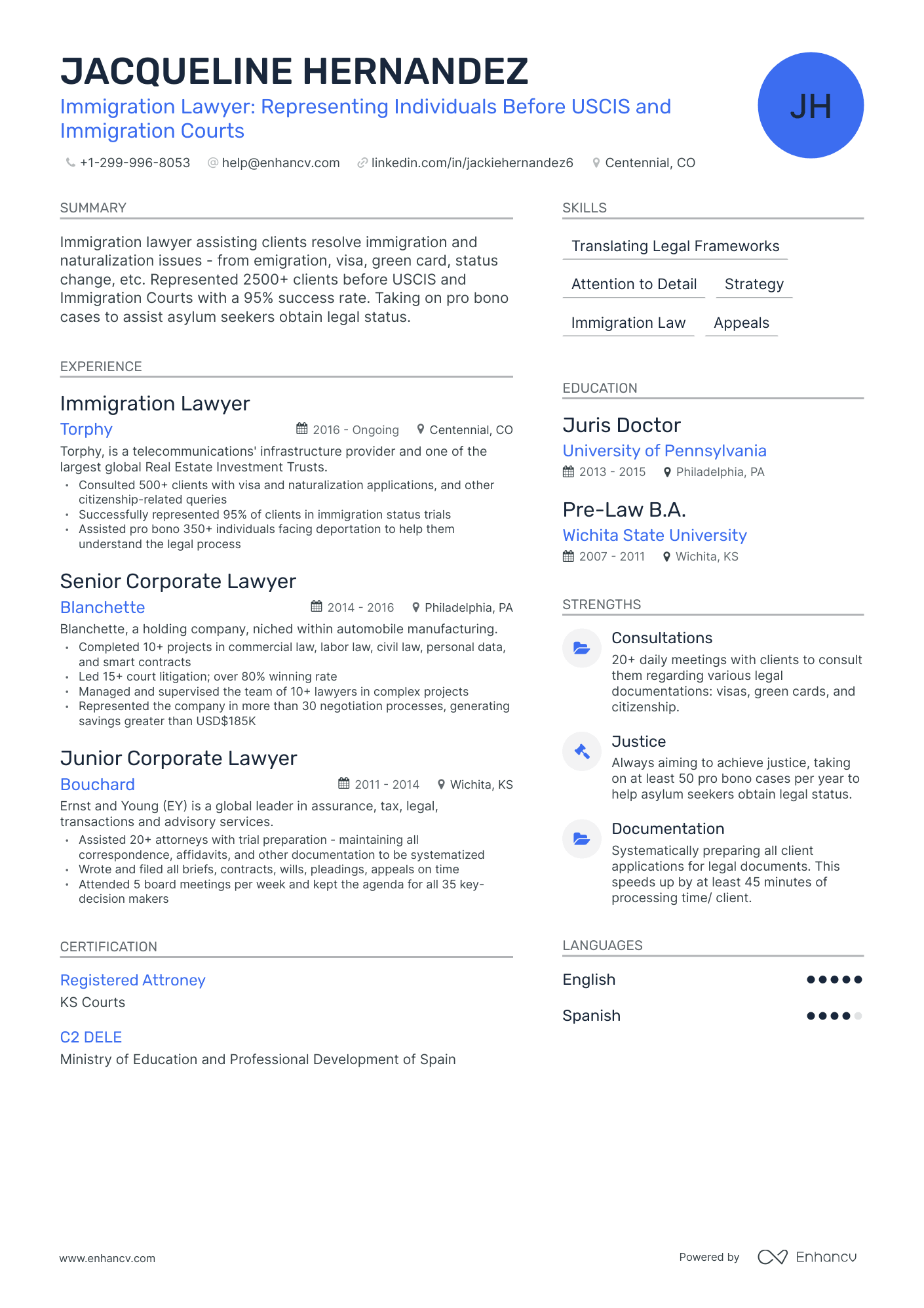 Modern Immigration Lawyer Resume Template