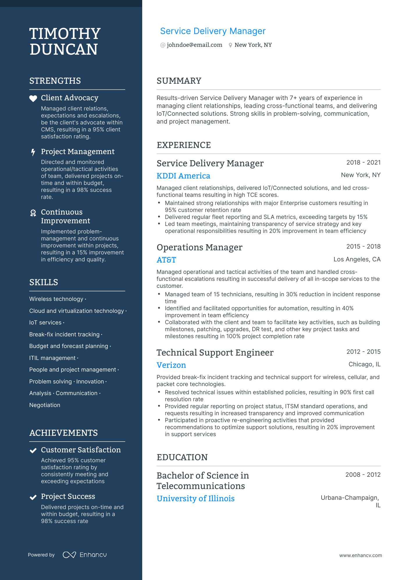 Polished Service Delivery Manager Resume Template