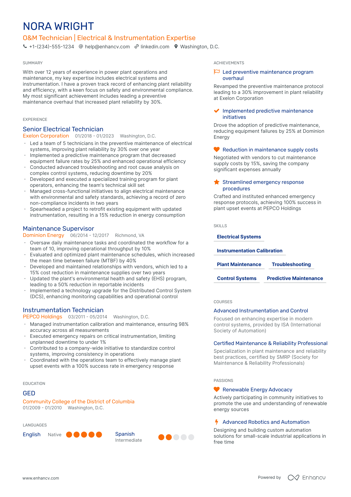resume summary examples for maintenance technician