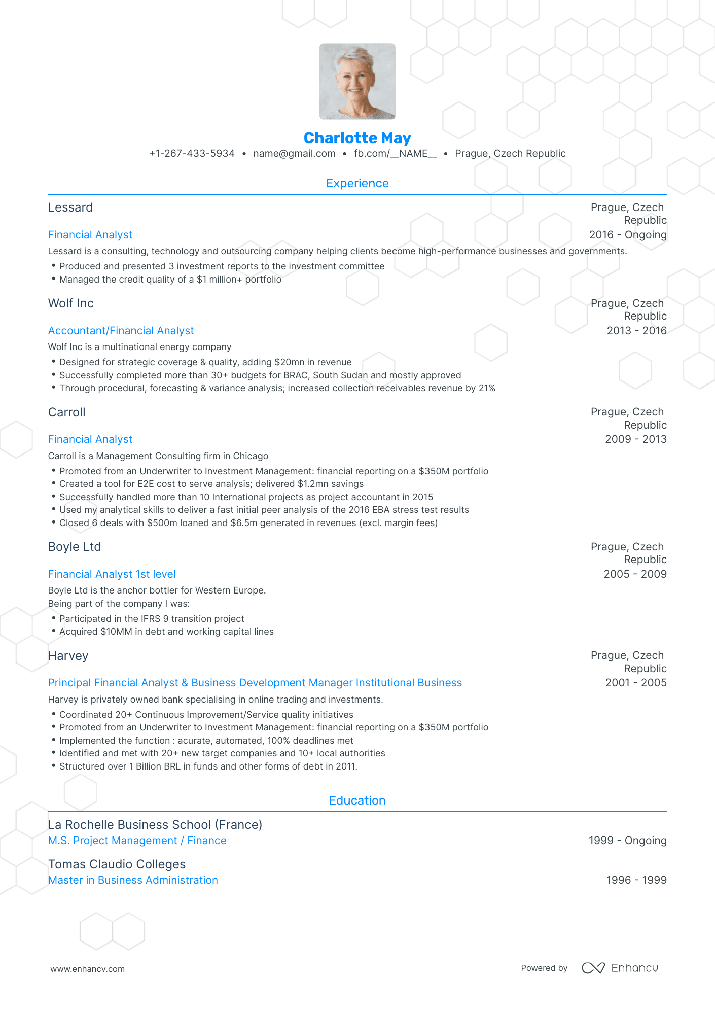 Traditional Entry Level Financial Analyst Resume Template