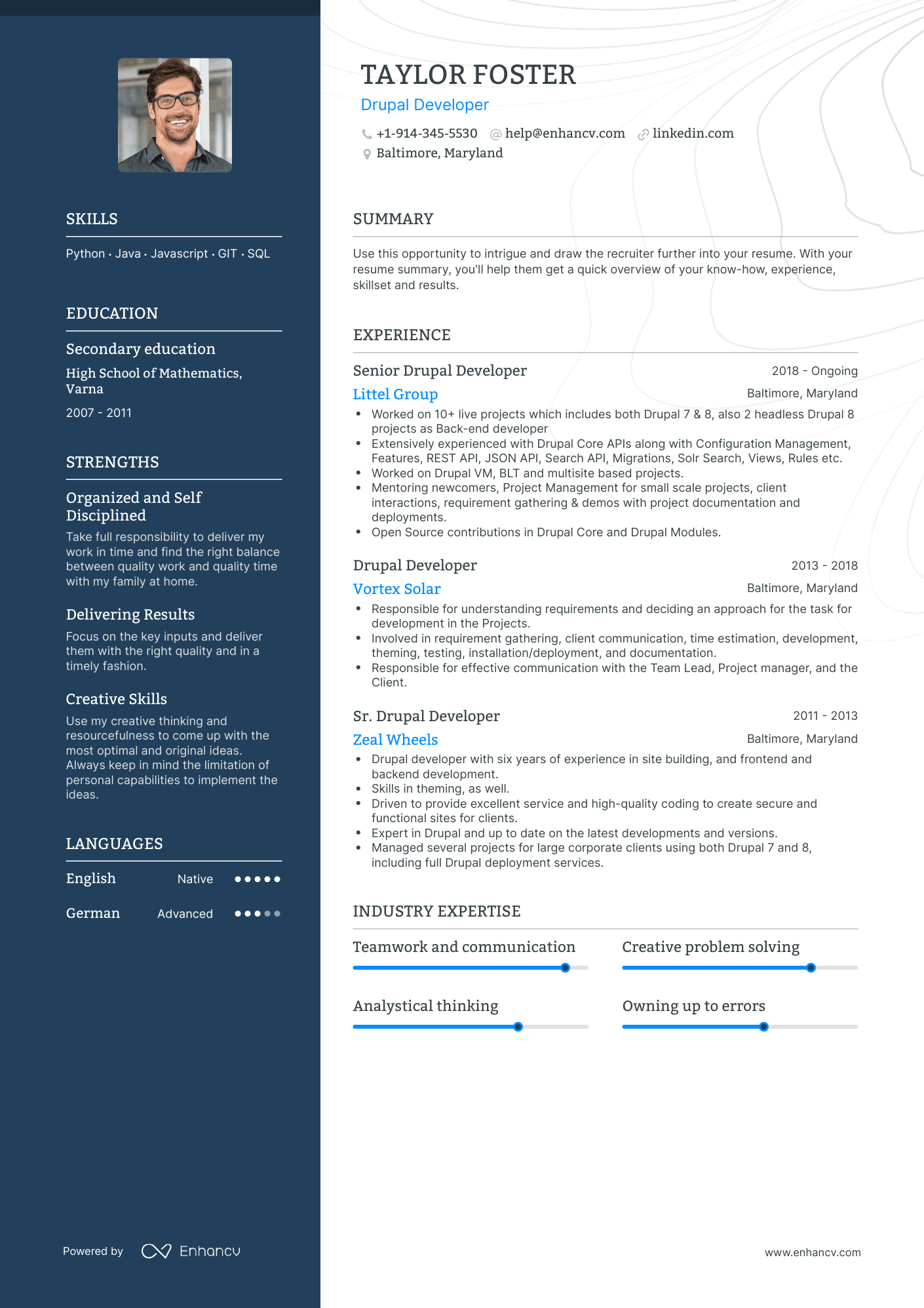 Drupal Developer Resume Examples & Guide for 2023 (Layout, Skills ...