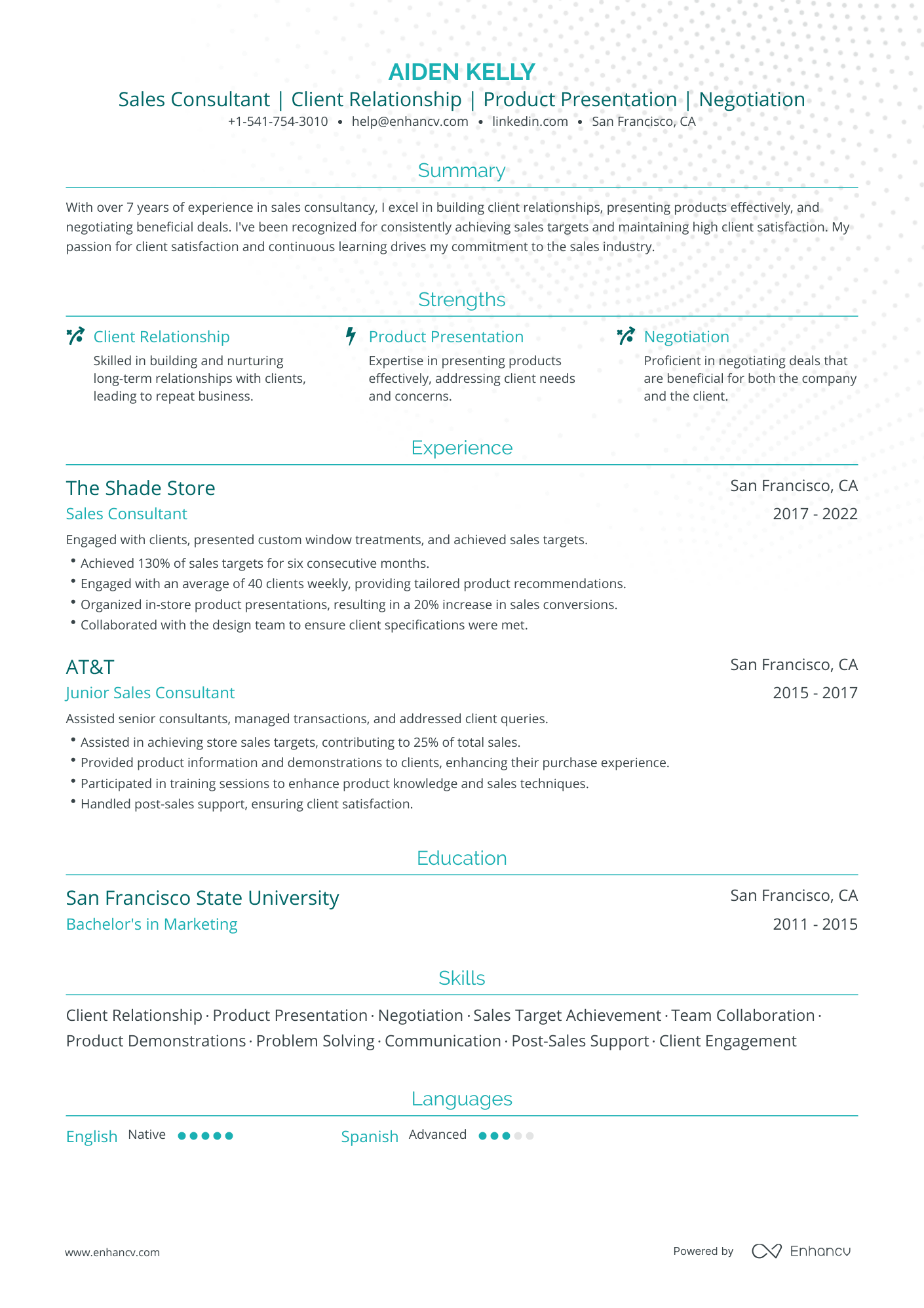 Traditional Sales Consultant Resume Template