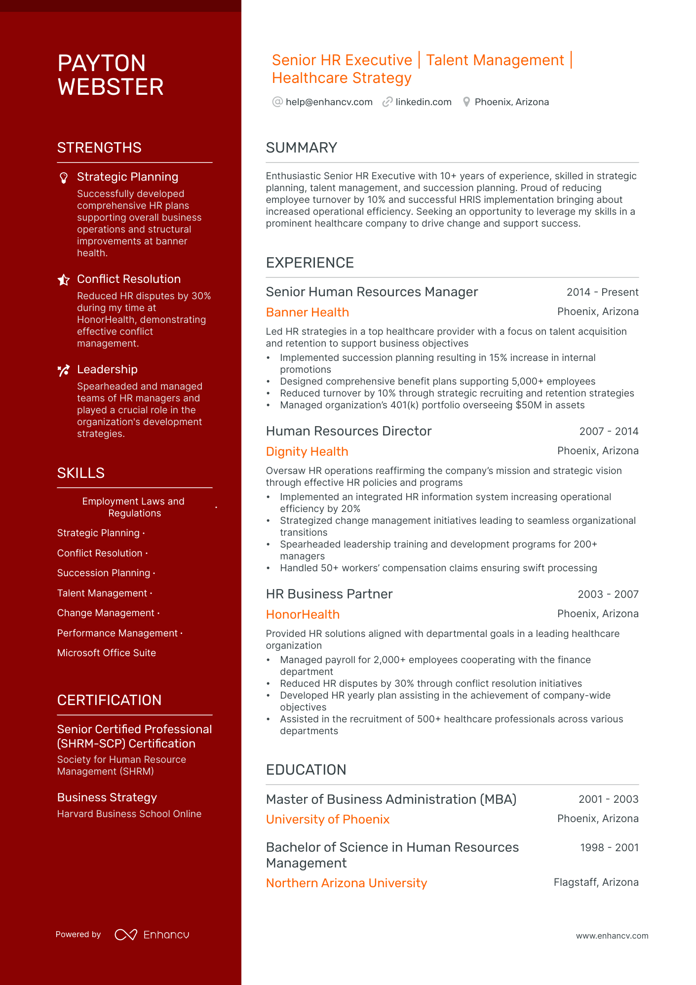 sample resume human resources specialist
