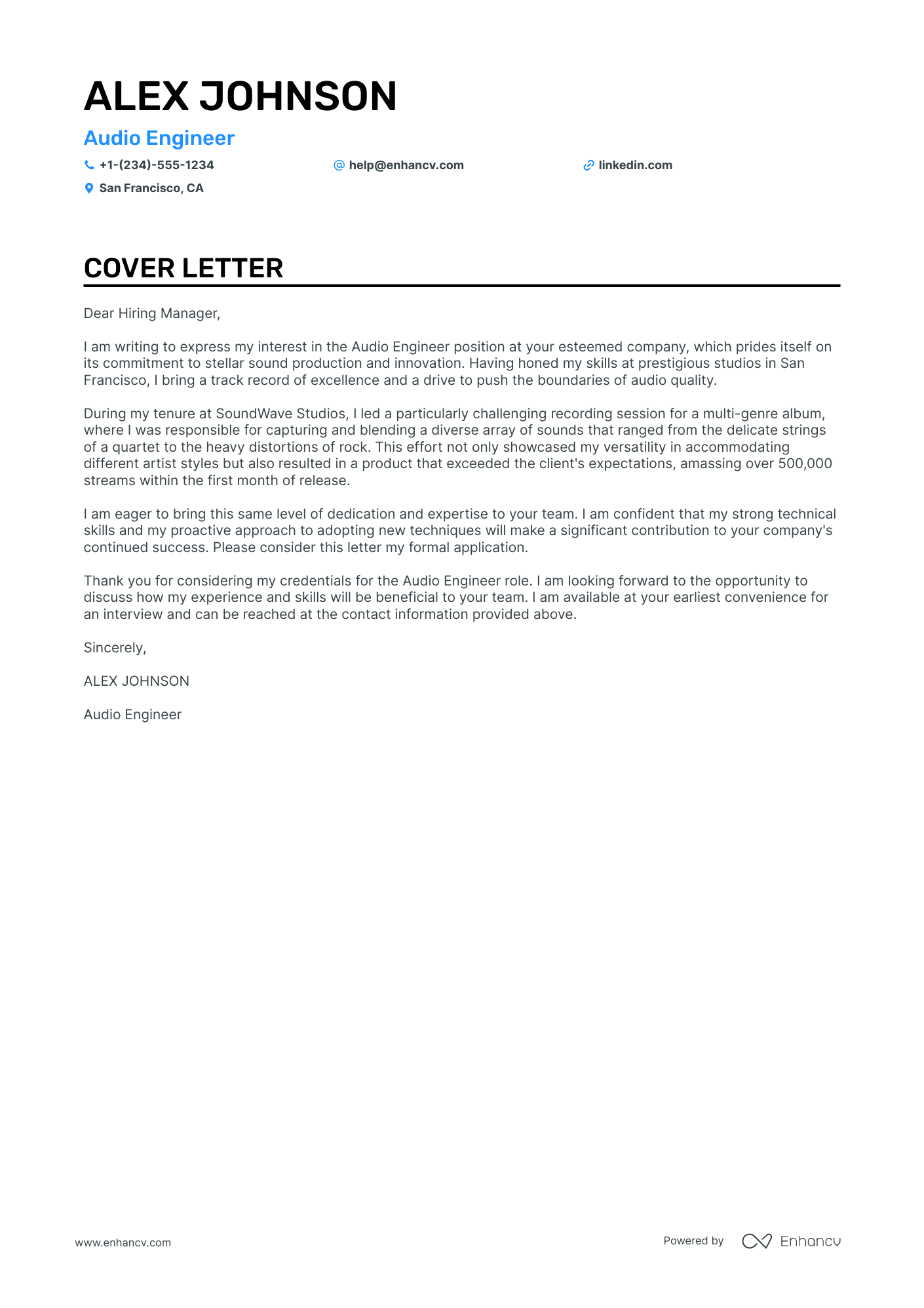 example cover letter for engineering job
