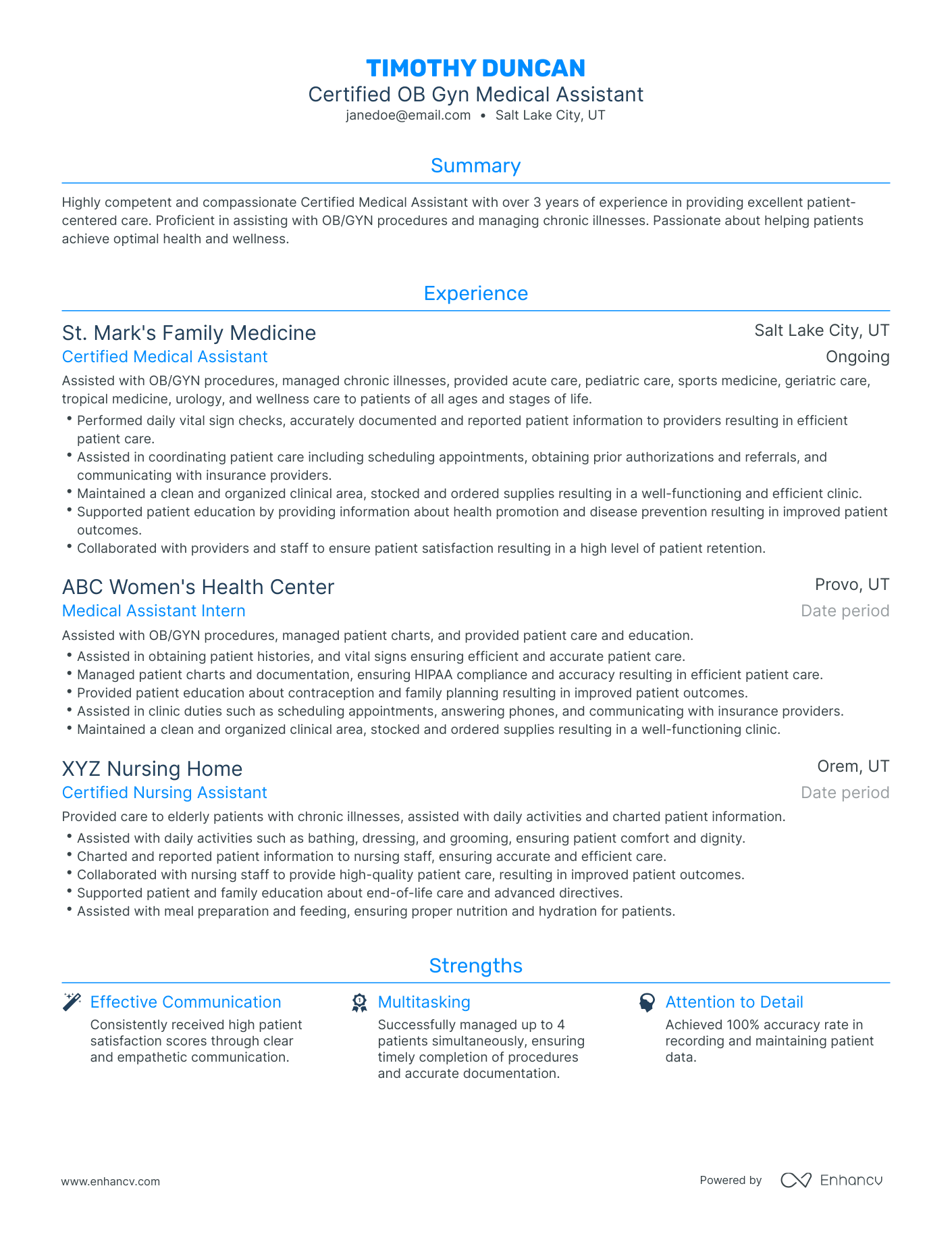Traditional Ob Gyn Medical Assistant Resume Template