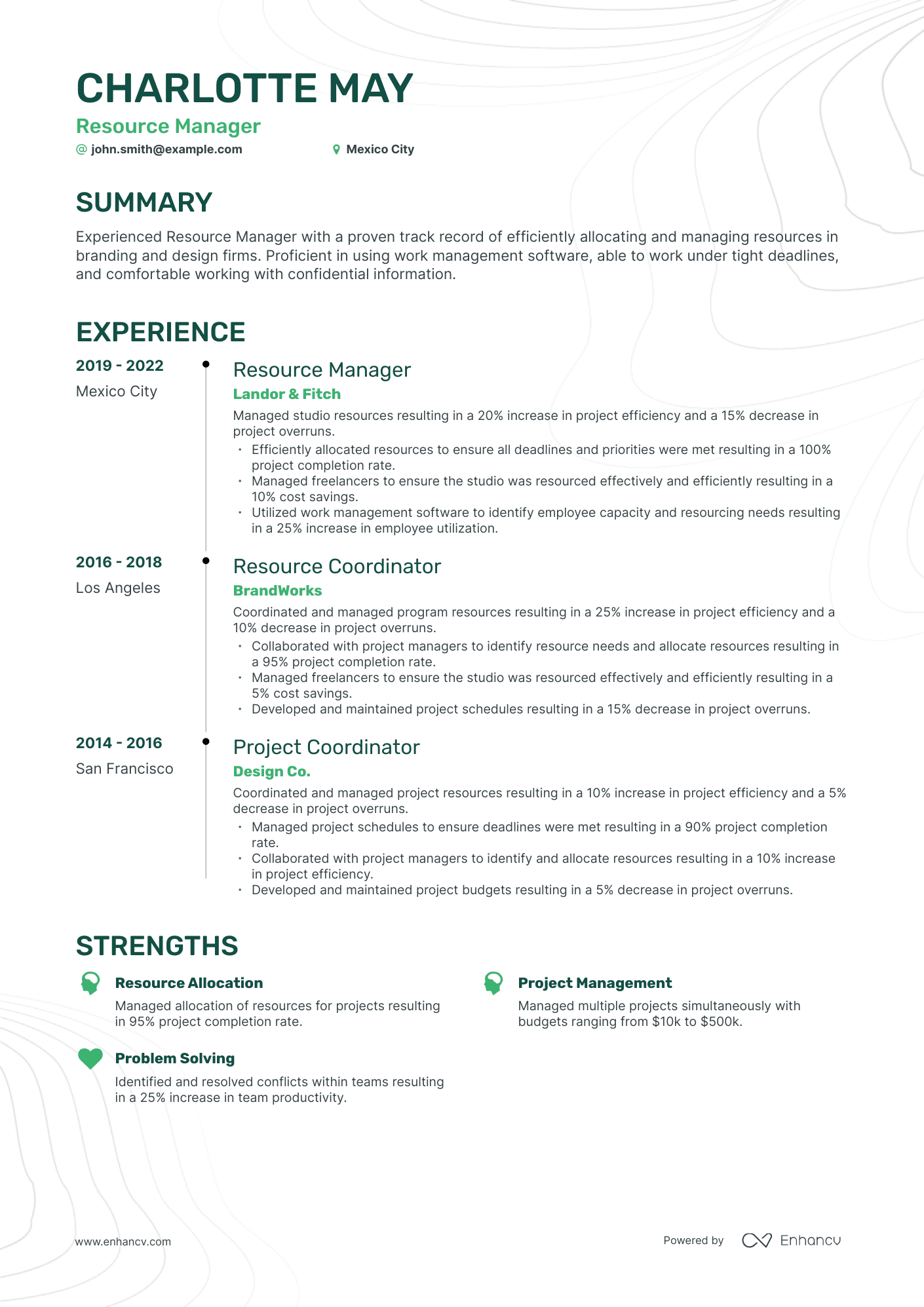 Timeline Resource Manager Resume Template