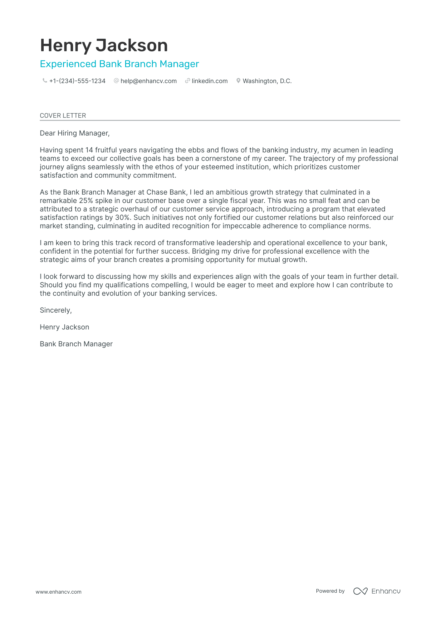 bank branch manager application letter