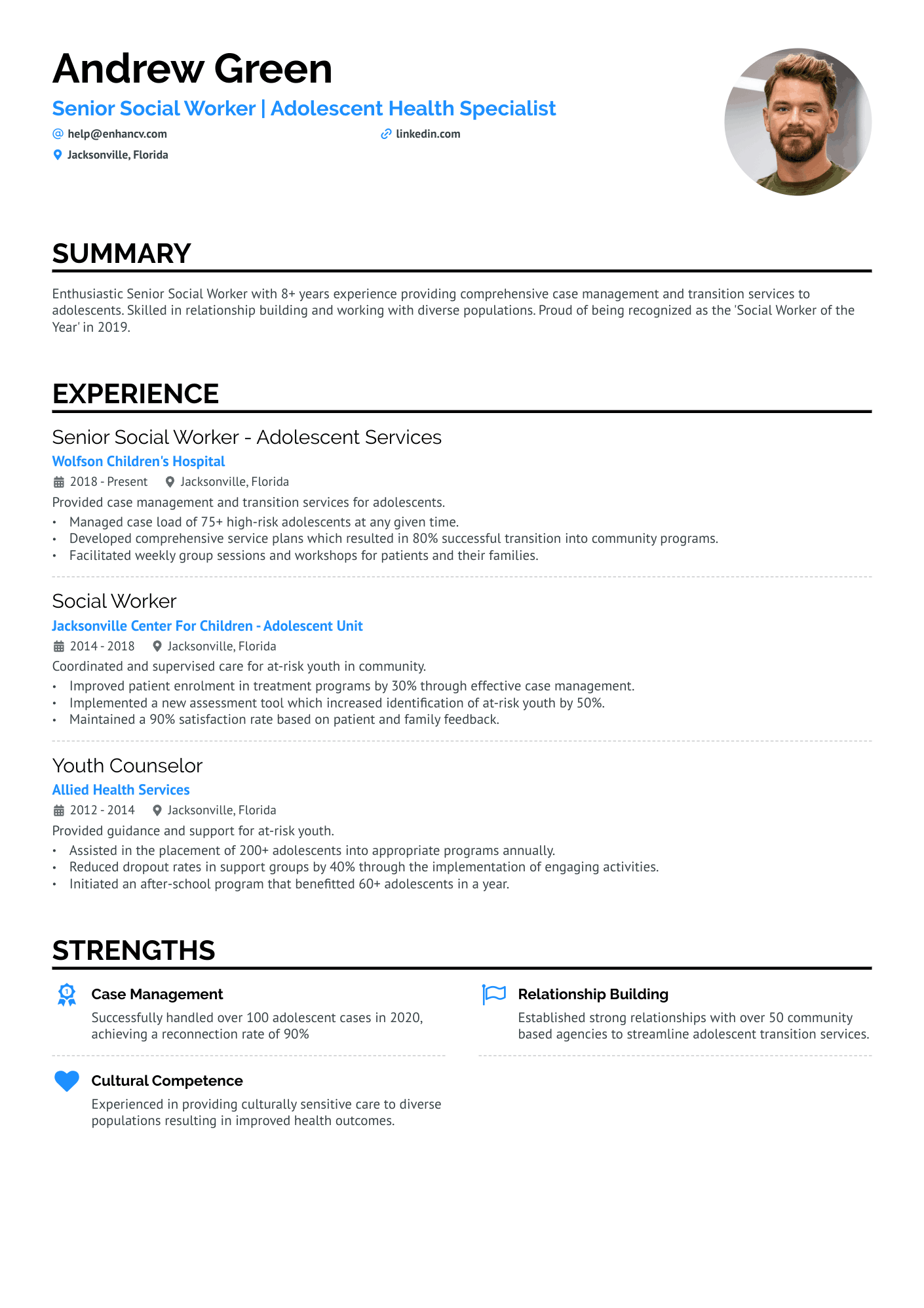 social work professional resume