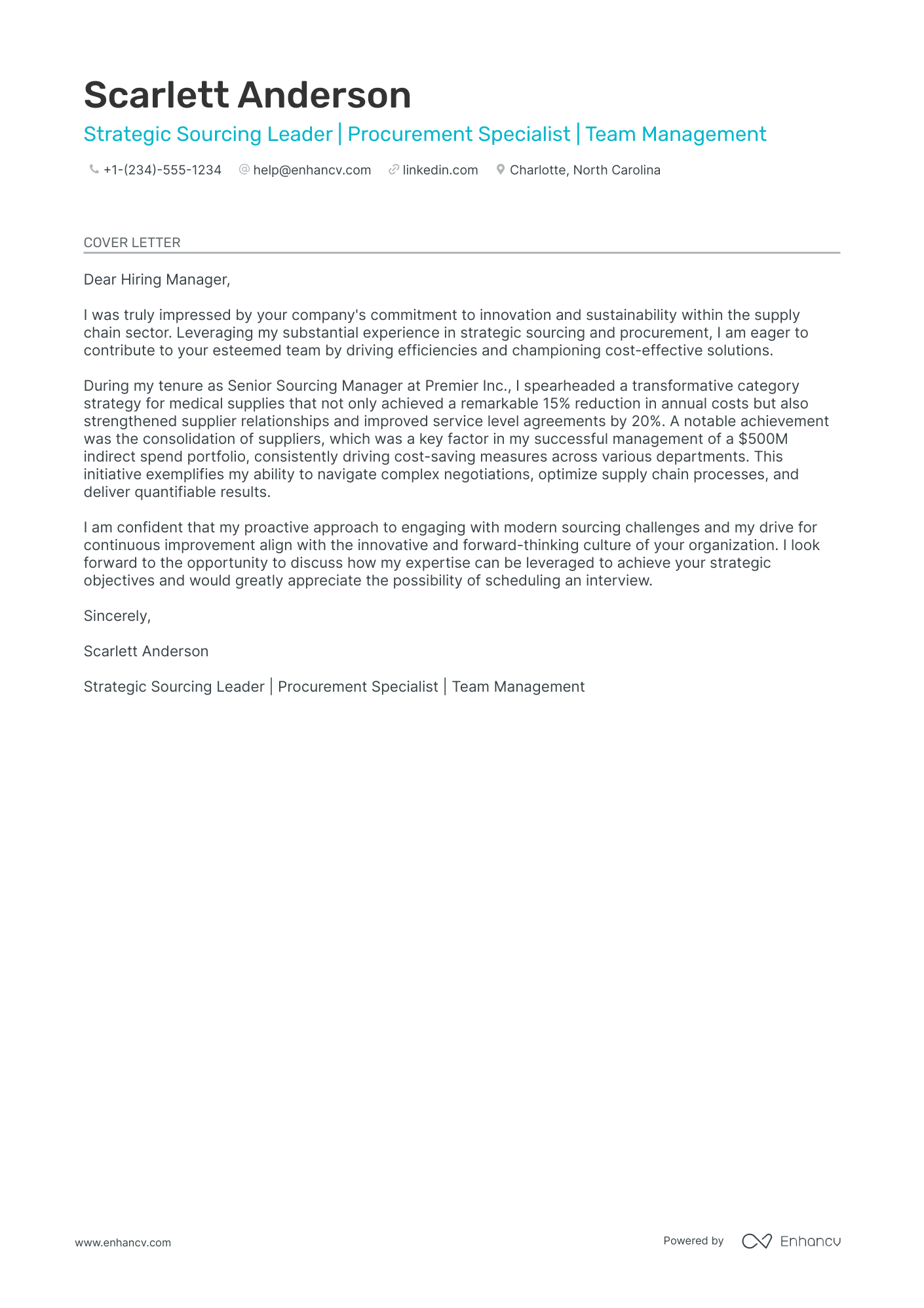 cover letter to general manager