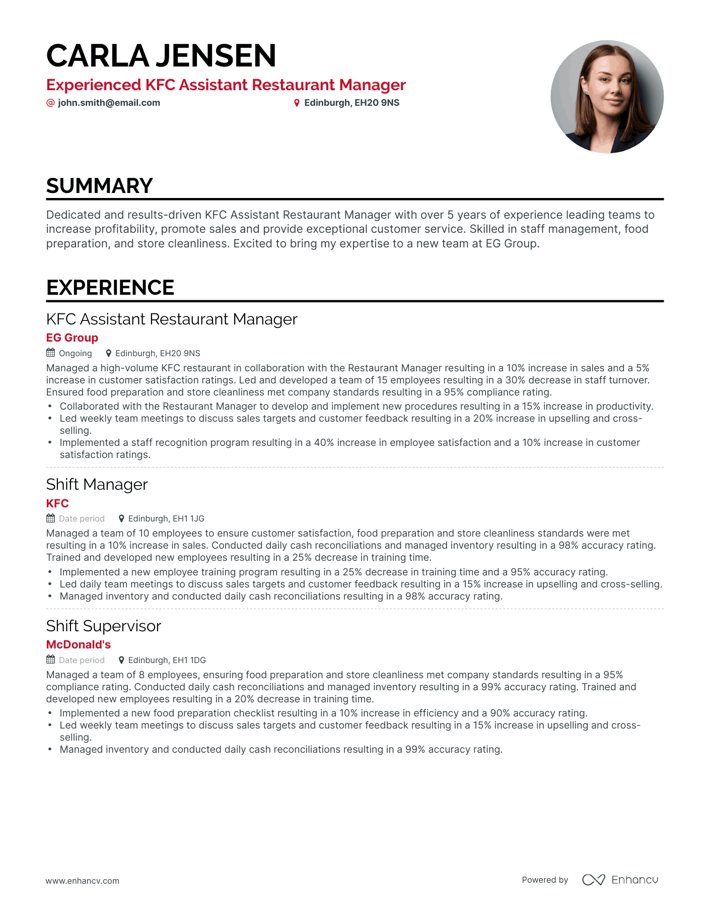 Classic Starbucks Store Manager Resume Template
